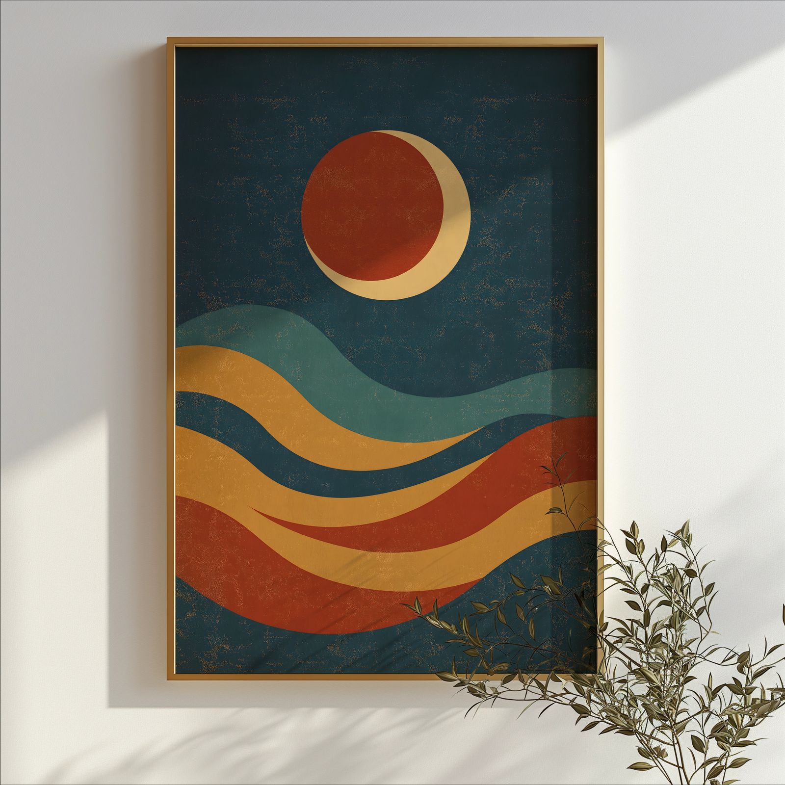 Retro Desert Moon shown in a room — branch mockup