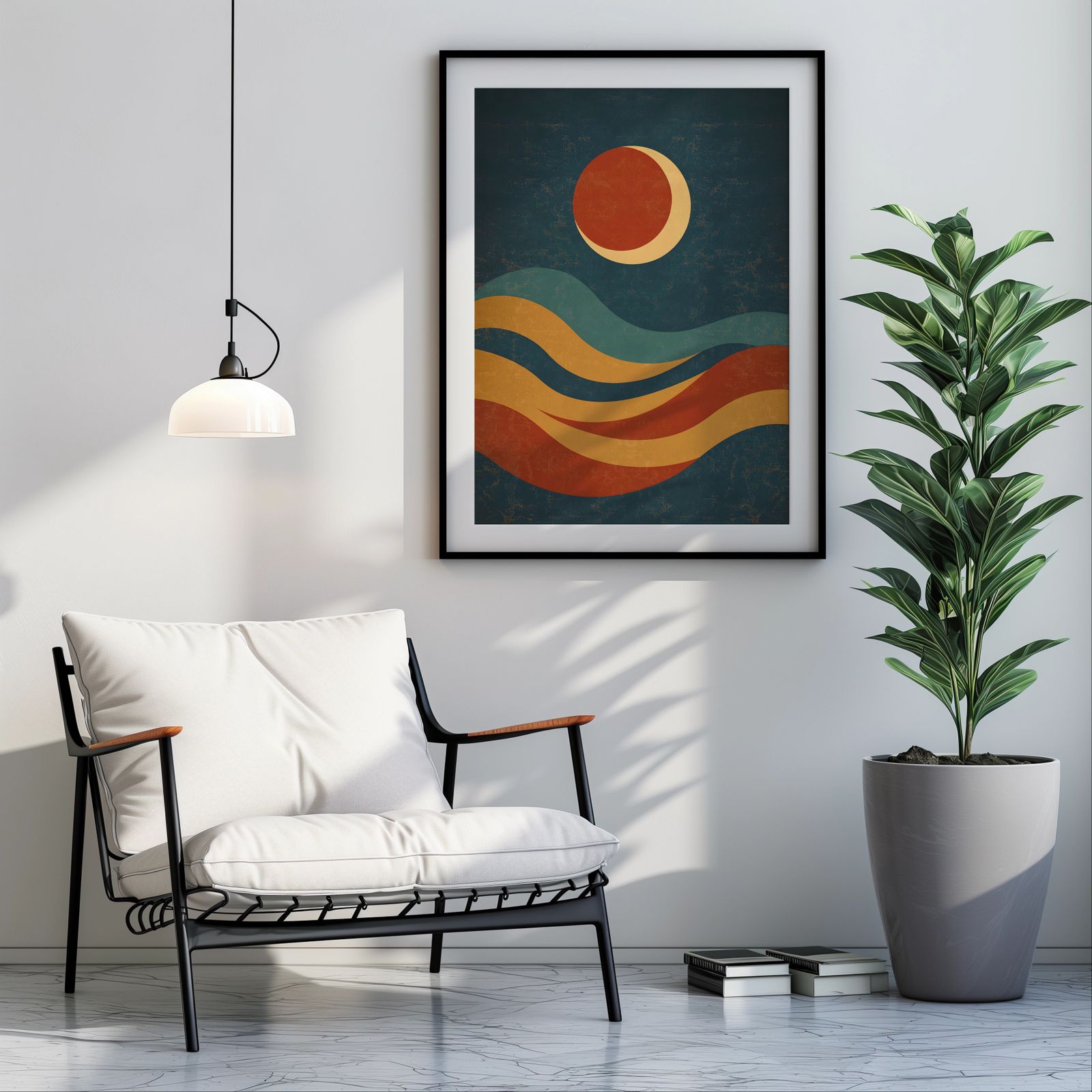 Retro Desert Moon shown in a room — room mockup