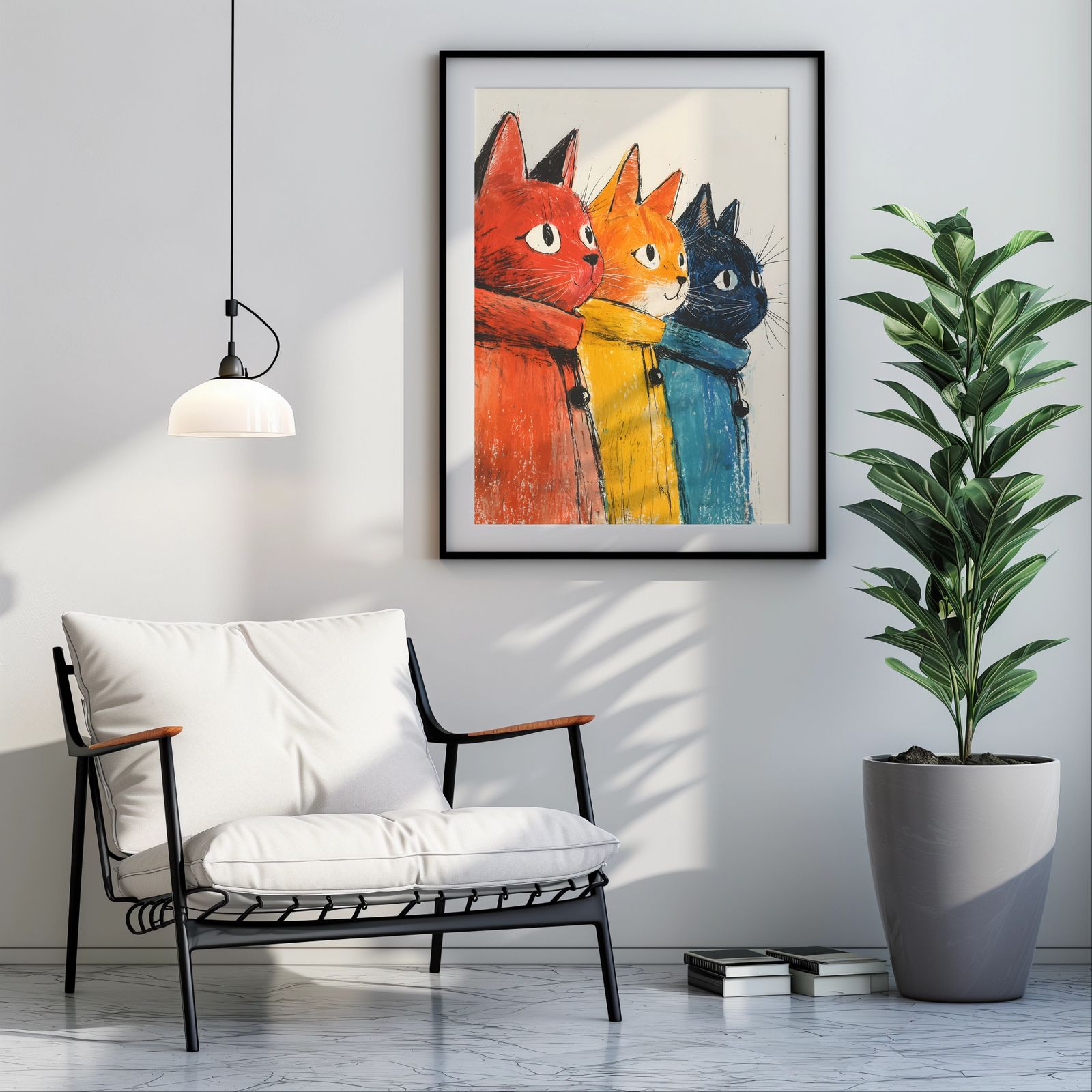 Retro Painted Cats shown in a room — room mockup