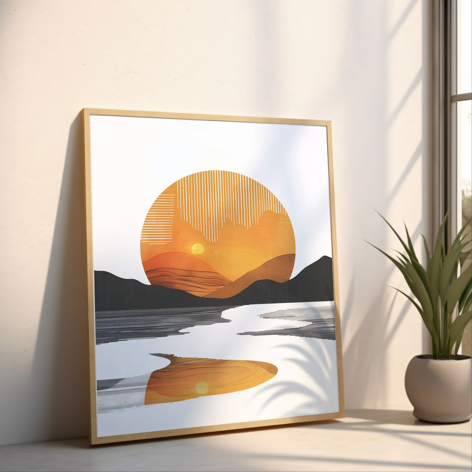 Retro Sunset shown in a room — angled mockup