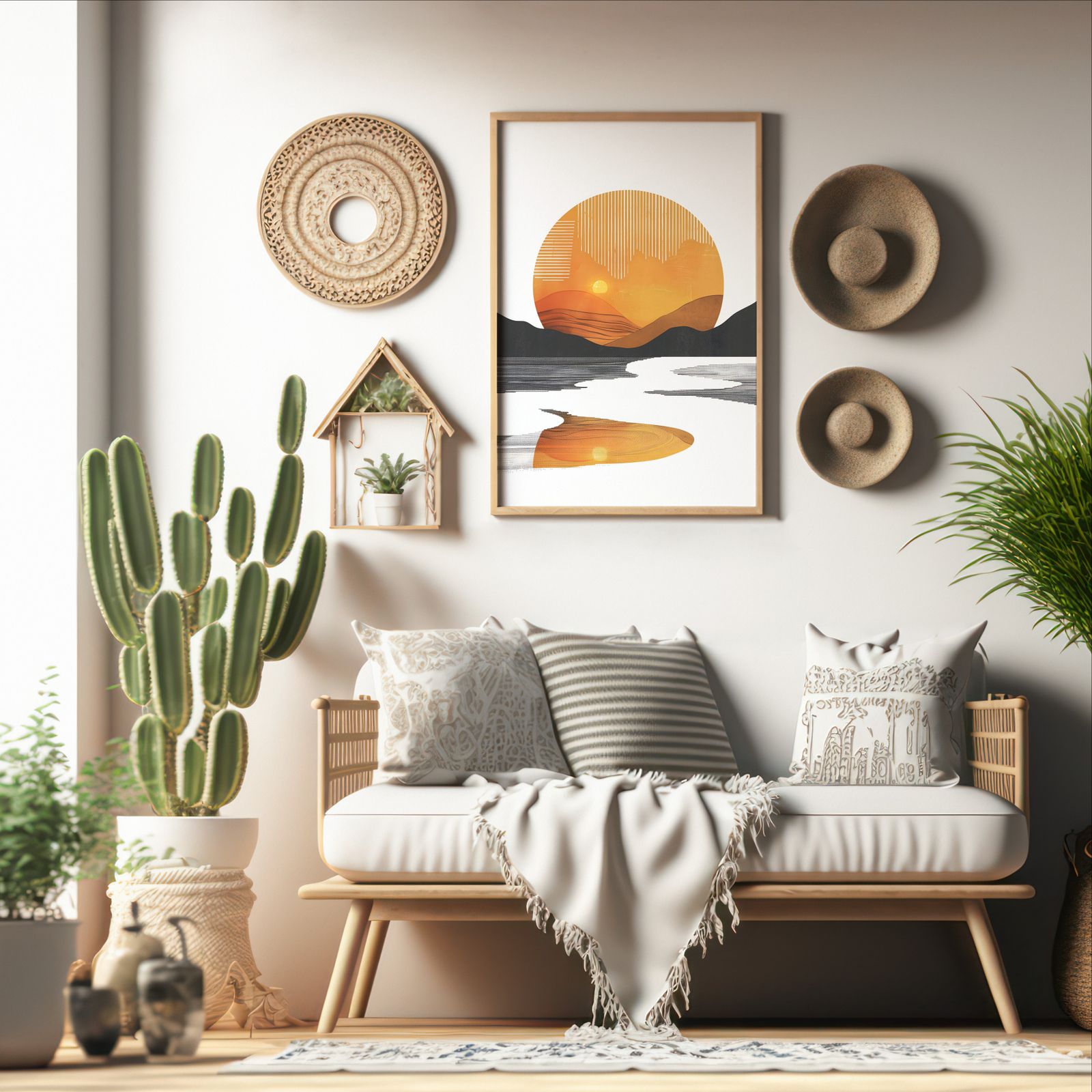Retro Sunset shown in a room — boho mockup