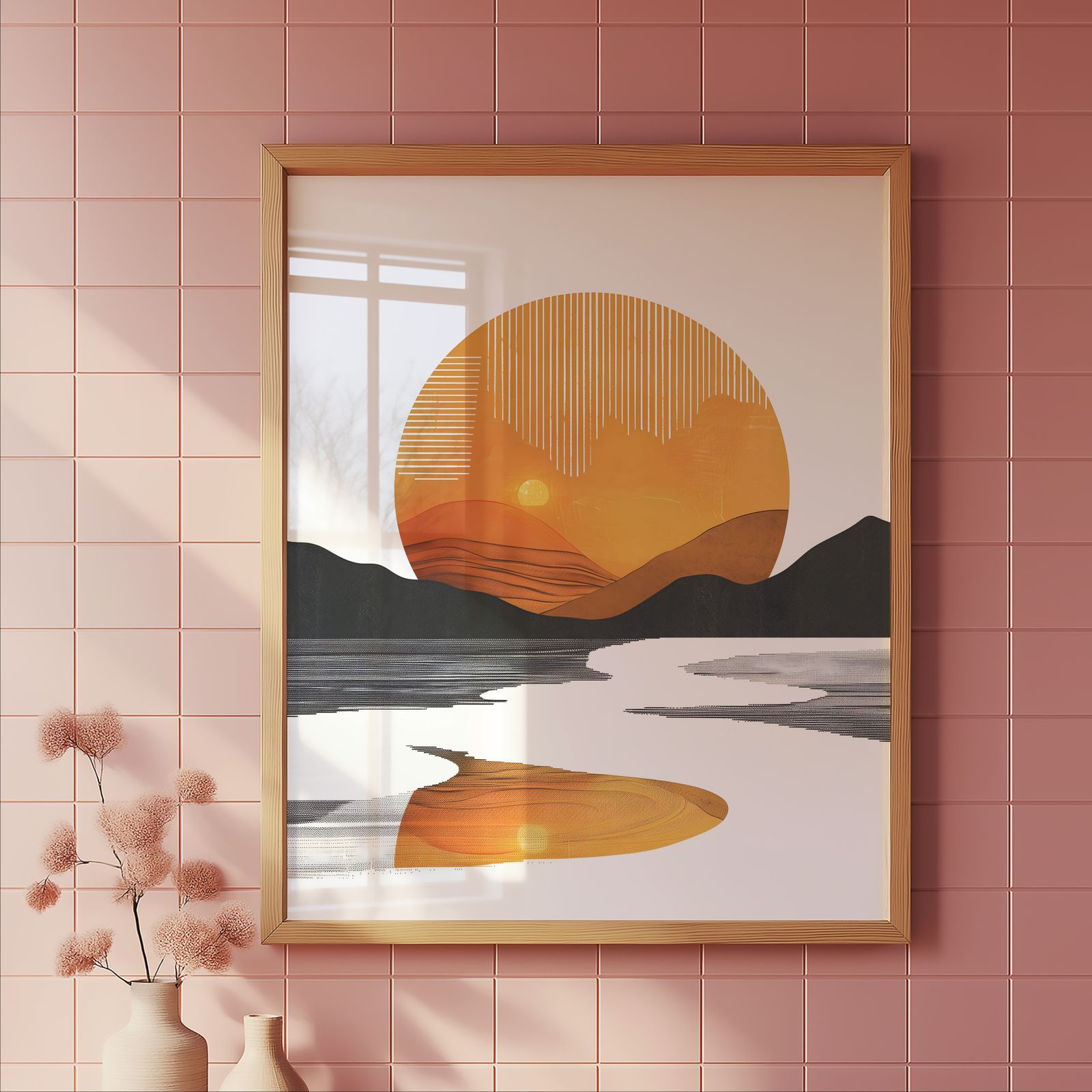 Retro Sunset shown in a room — tile mockup
