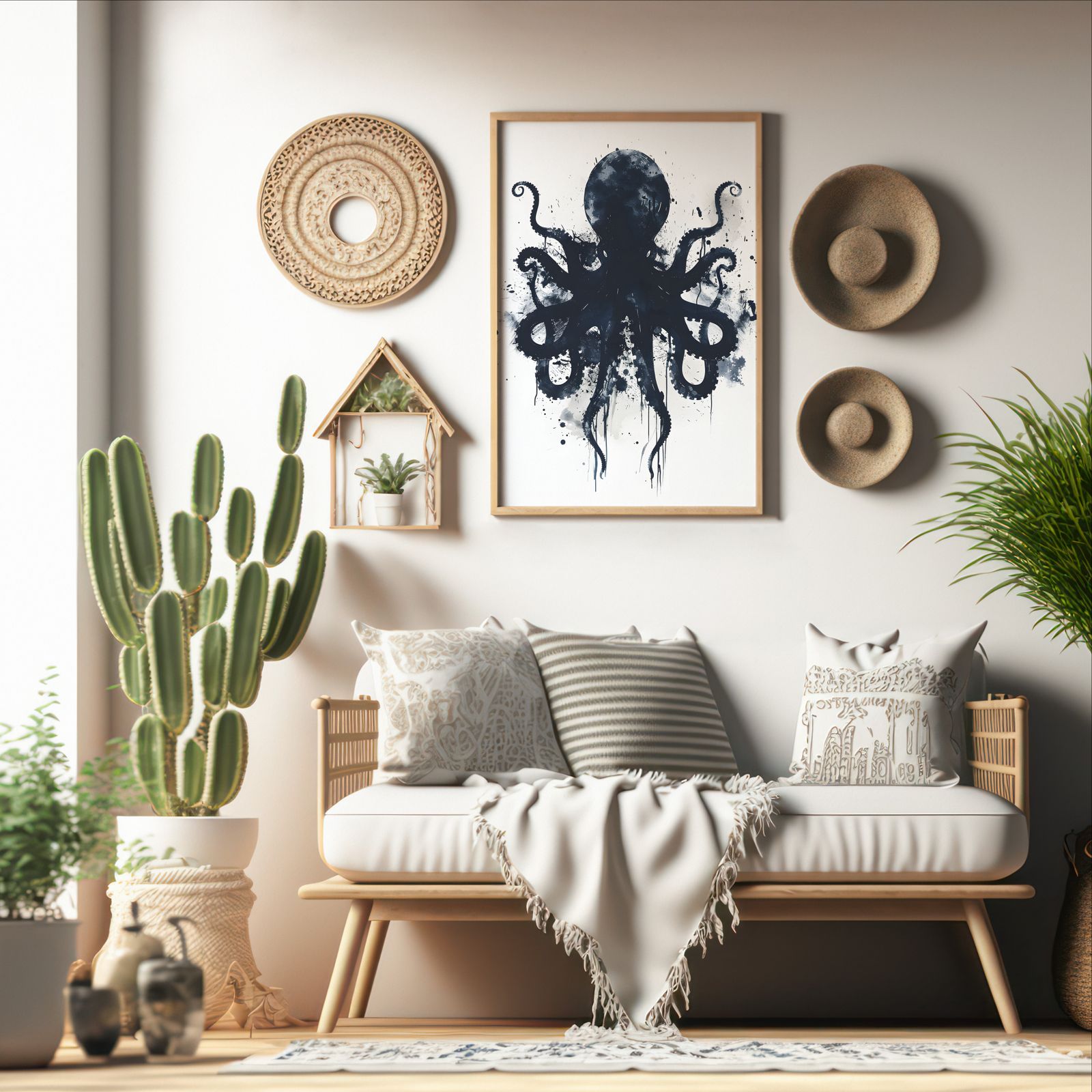 Deep Ocean Ink shown in a room — boho mockup