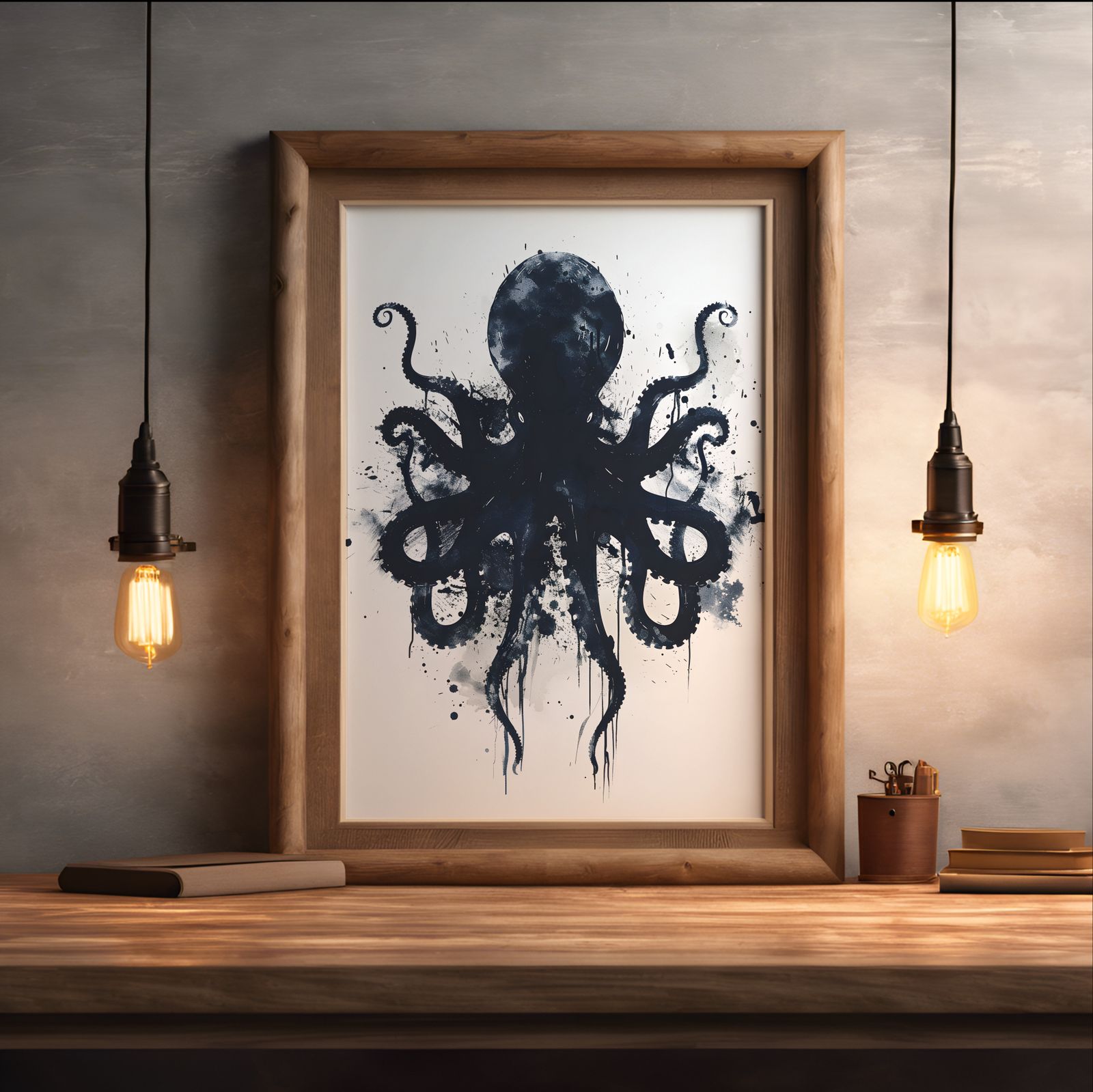 Deep Ocean Ink shown in a room — desk mockup