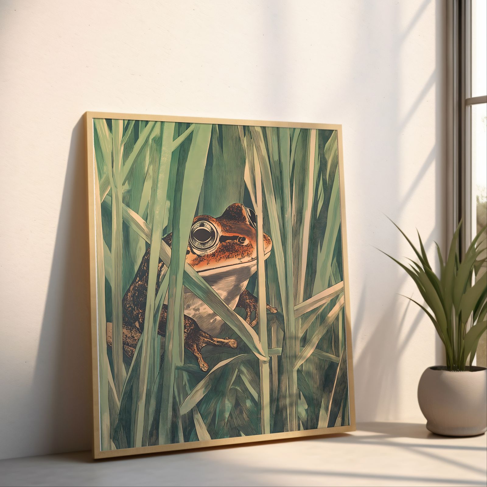 Rusty Frog shown in a room — angled mockup