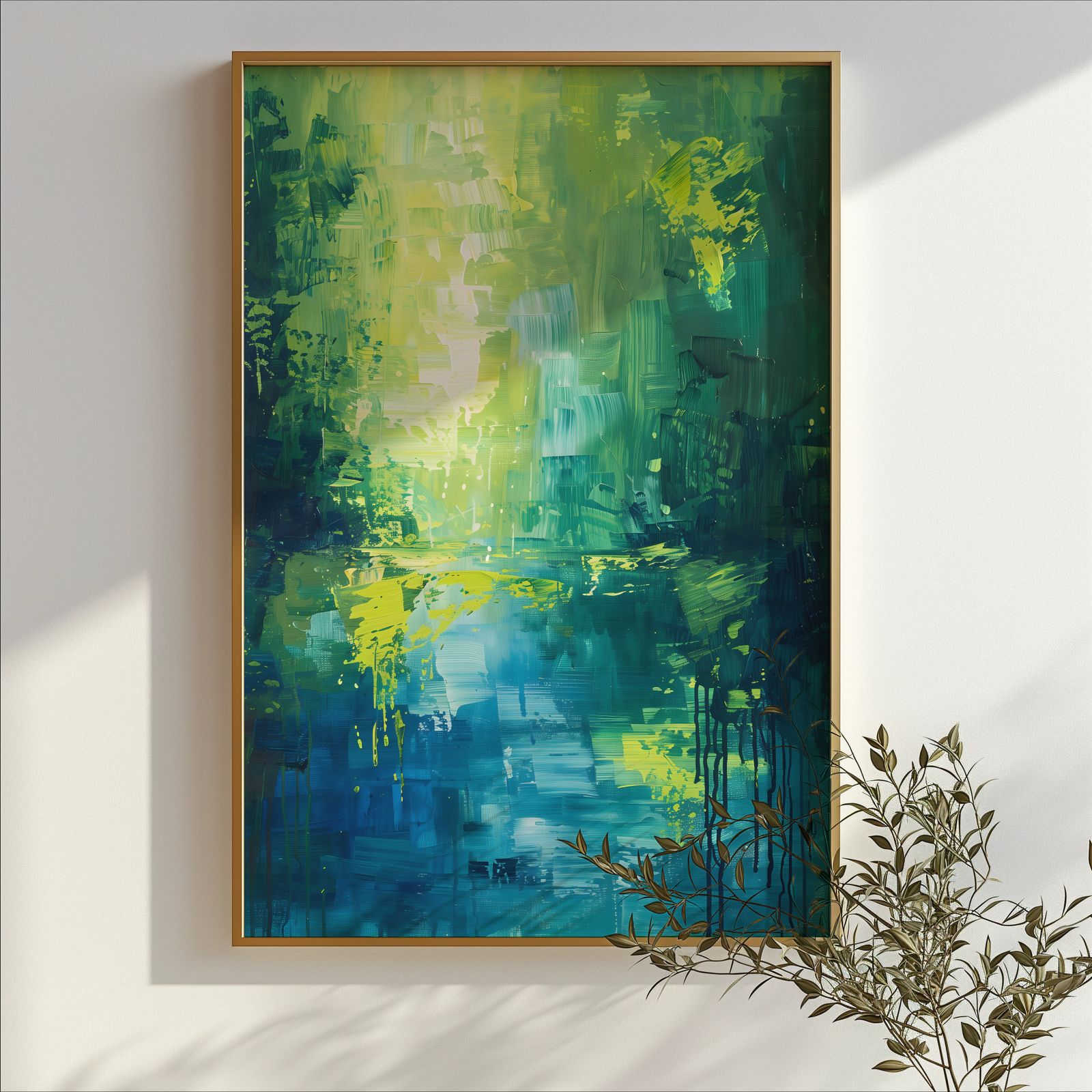 Serene Lake shown in a room — branch mockup