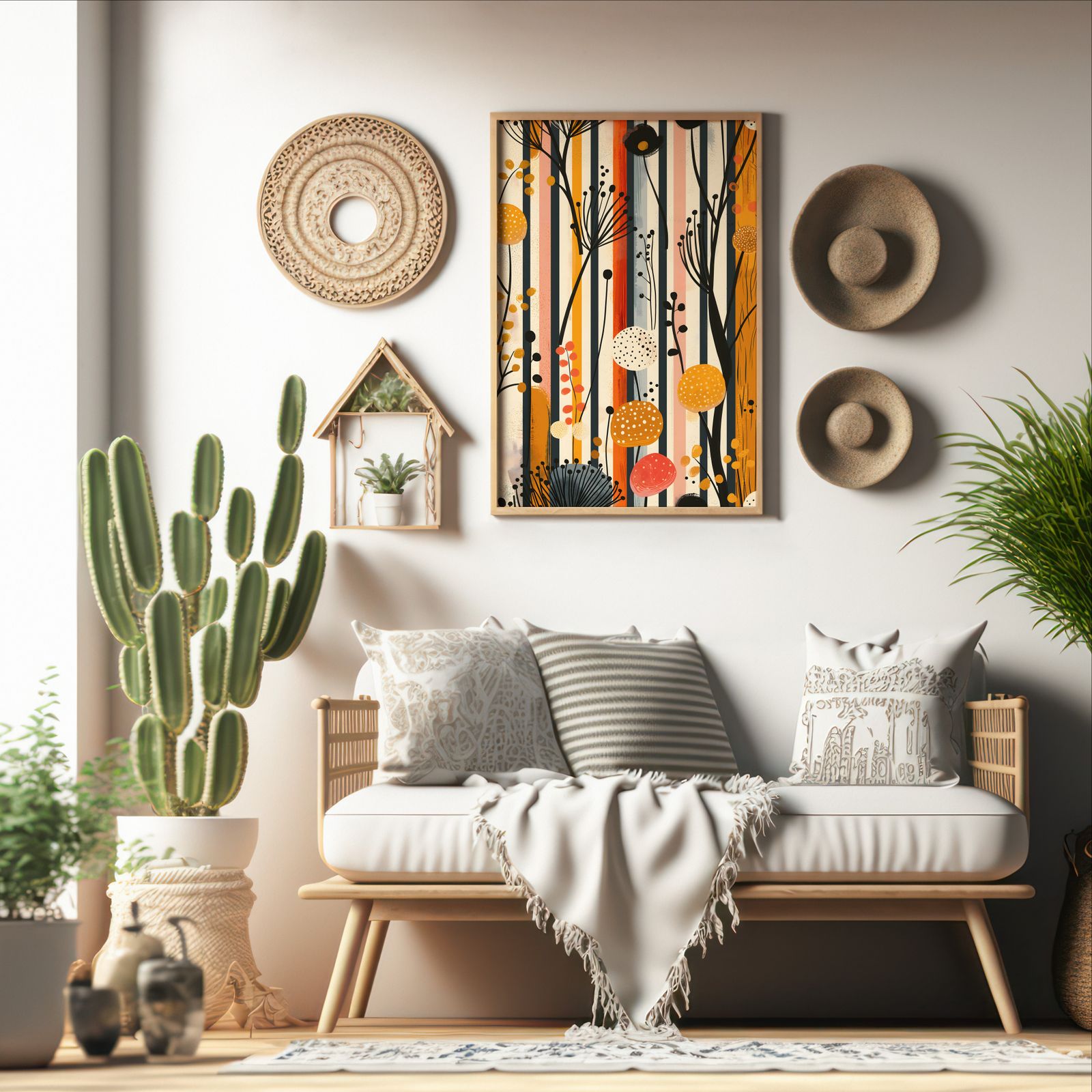 Wallflowers shown in a room — boho mockup