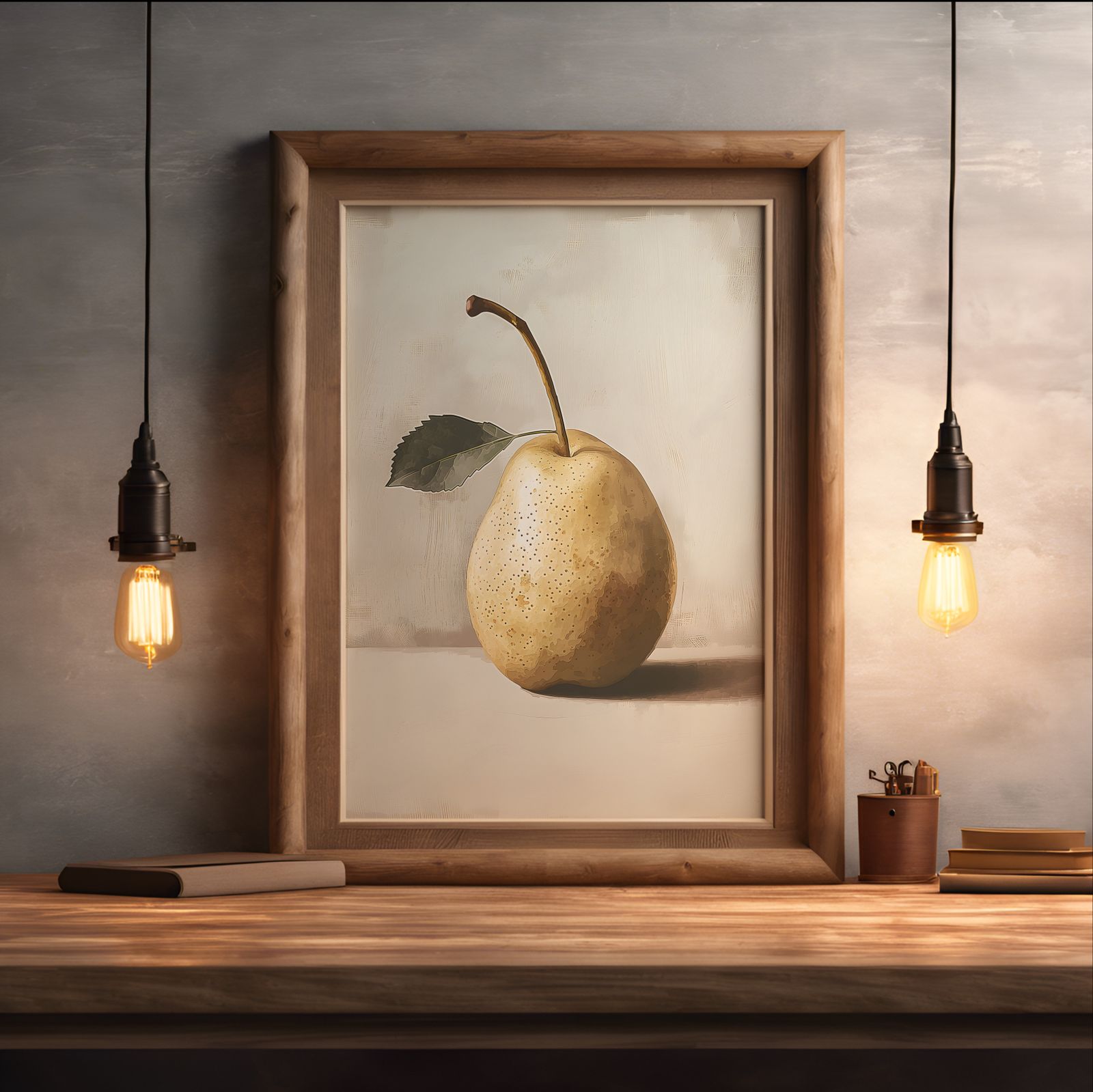 Orchard Pear shown in a room — desk mockup