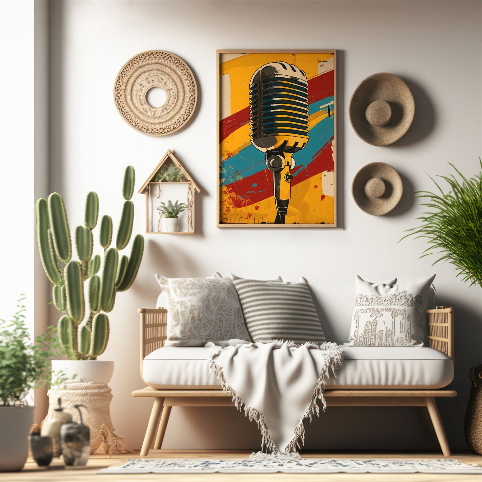 Soundcheck: Microphone shown in a room — boho mockup