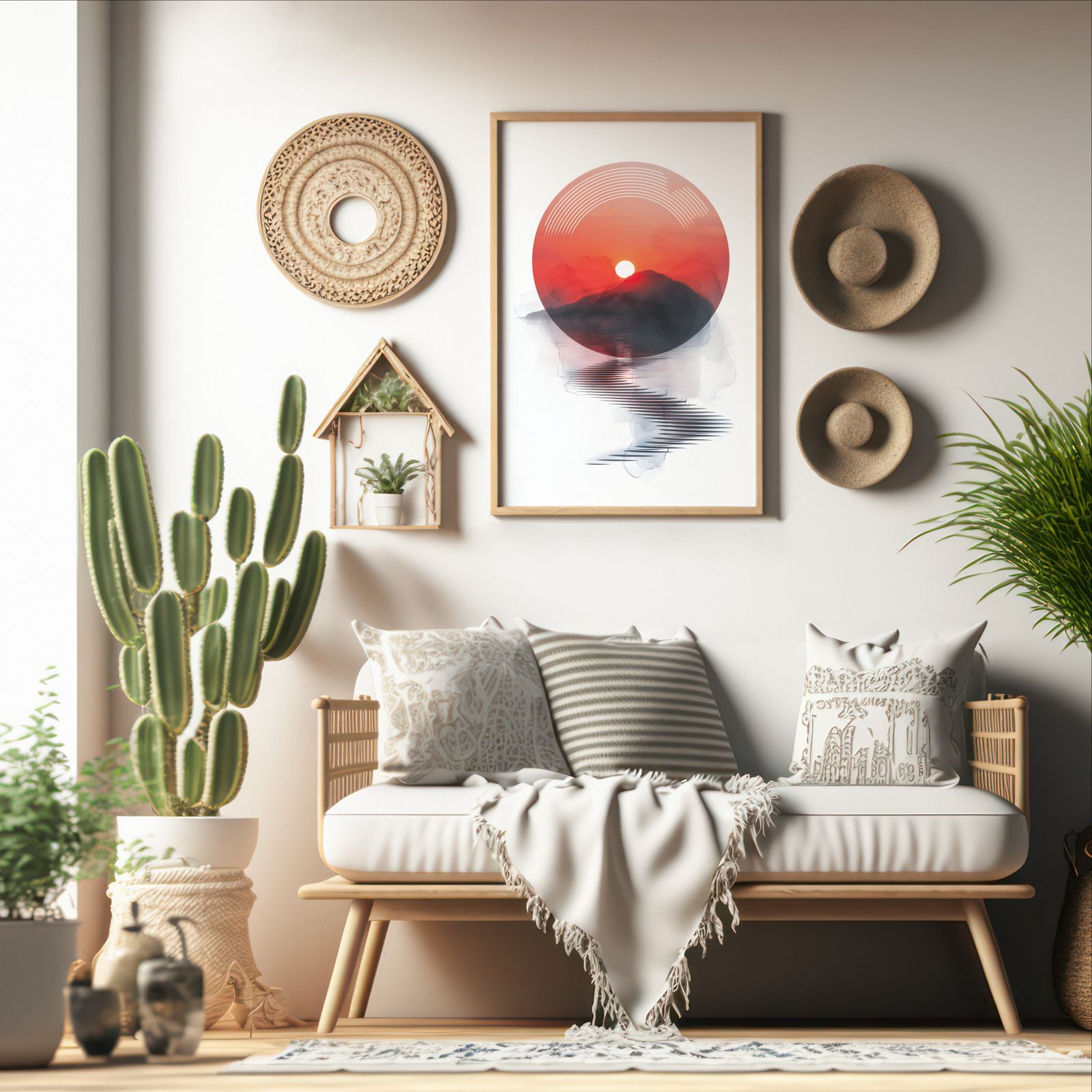 Sounds of Sunset shown in a room — boho mockup