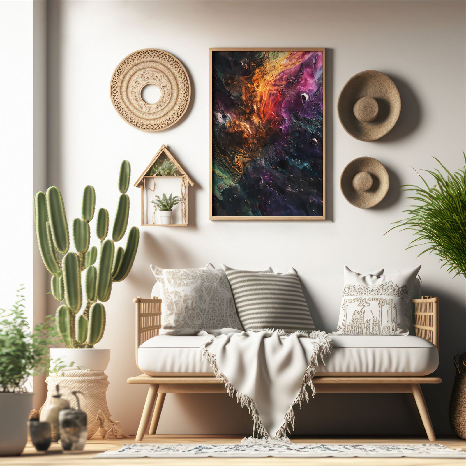 Spill of the Cosmos shown in a room — boho mockup