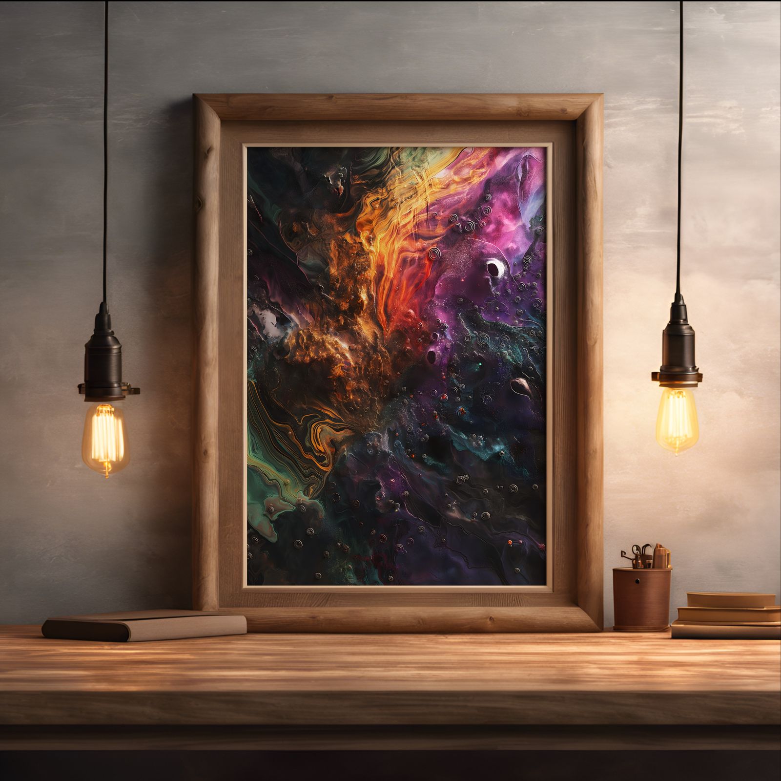 Spill of the Cosmos shown in a room — desk mockup