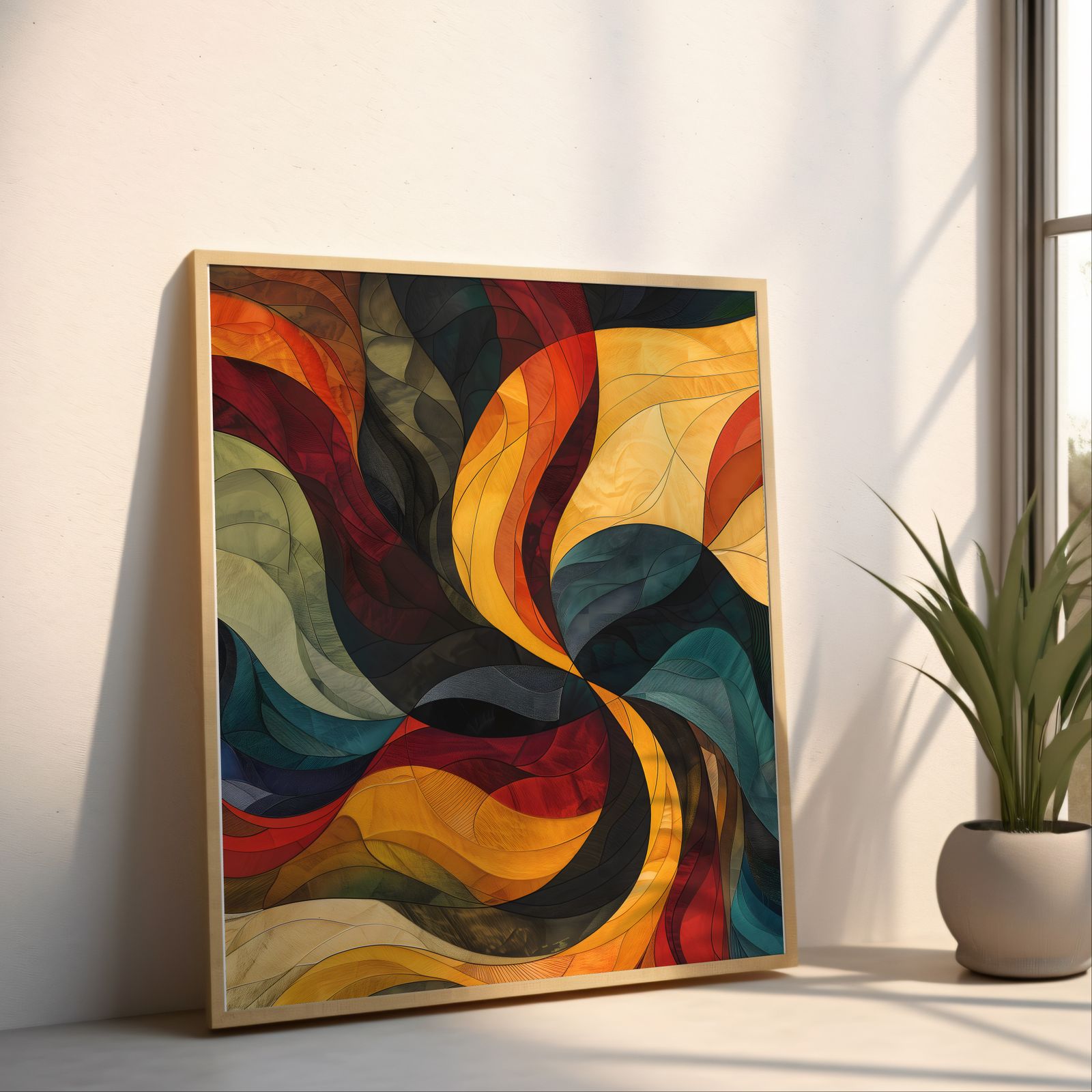 Stained Glass Curves shown in a room — angled mockup