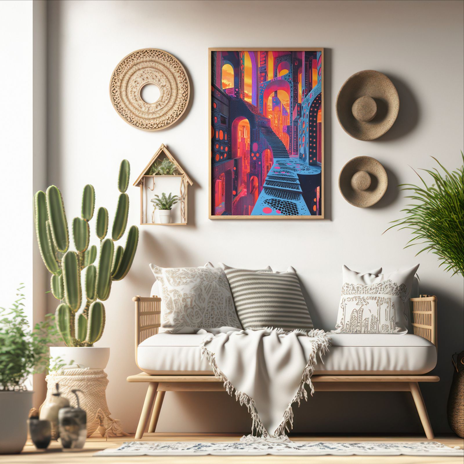 Stairs of Perception shown in a room — boho mockup