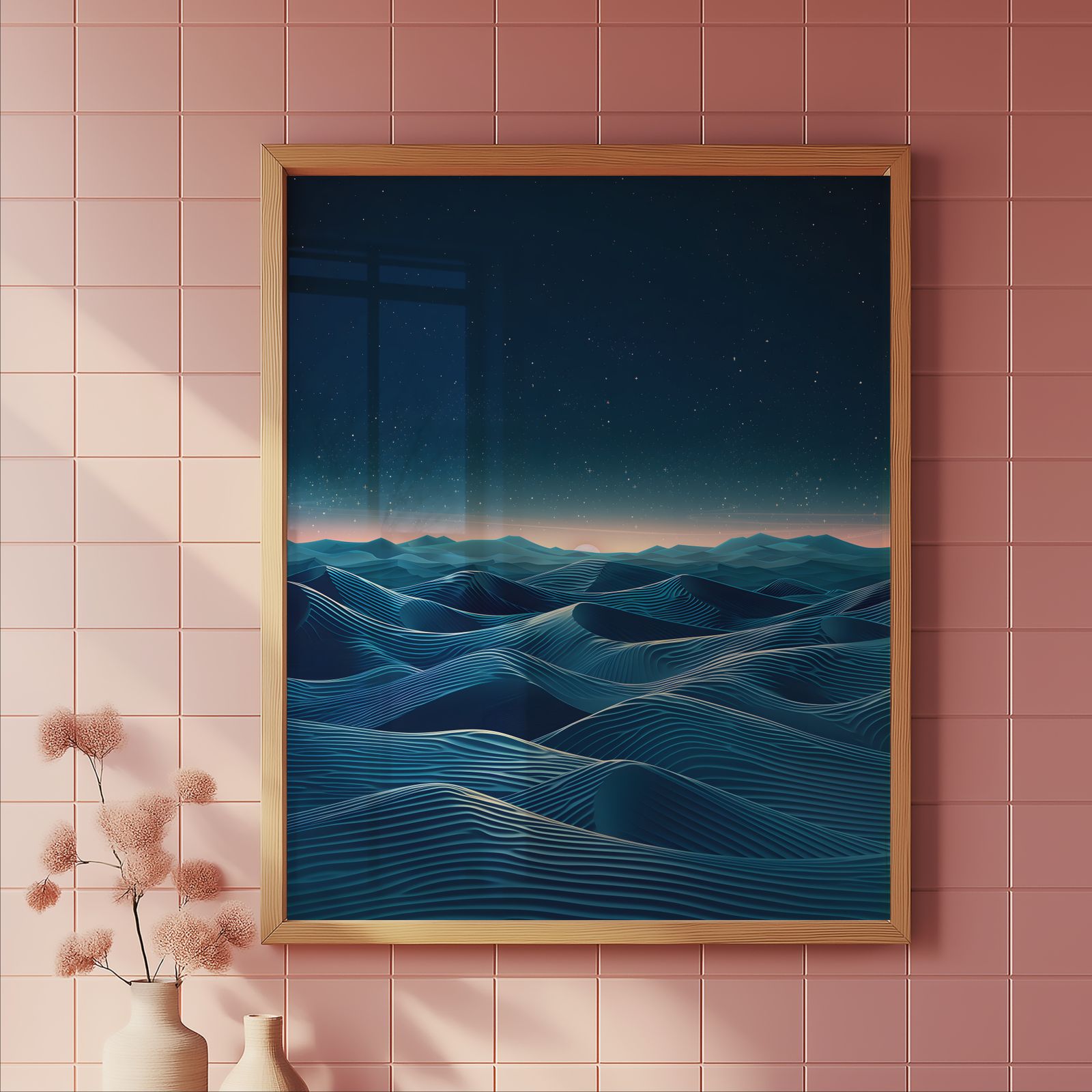 Starry Sand Dunes shown in a room — tile mockup