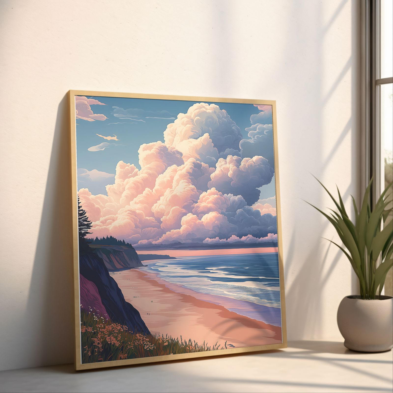Summer Day shown in a room — angled mockup