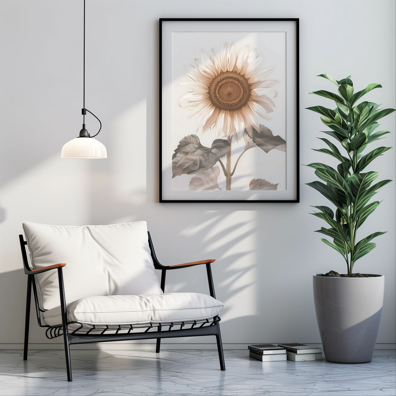 Sunflower shown in a room — room mockup