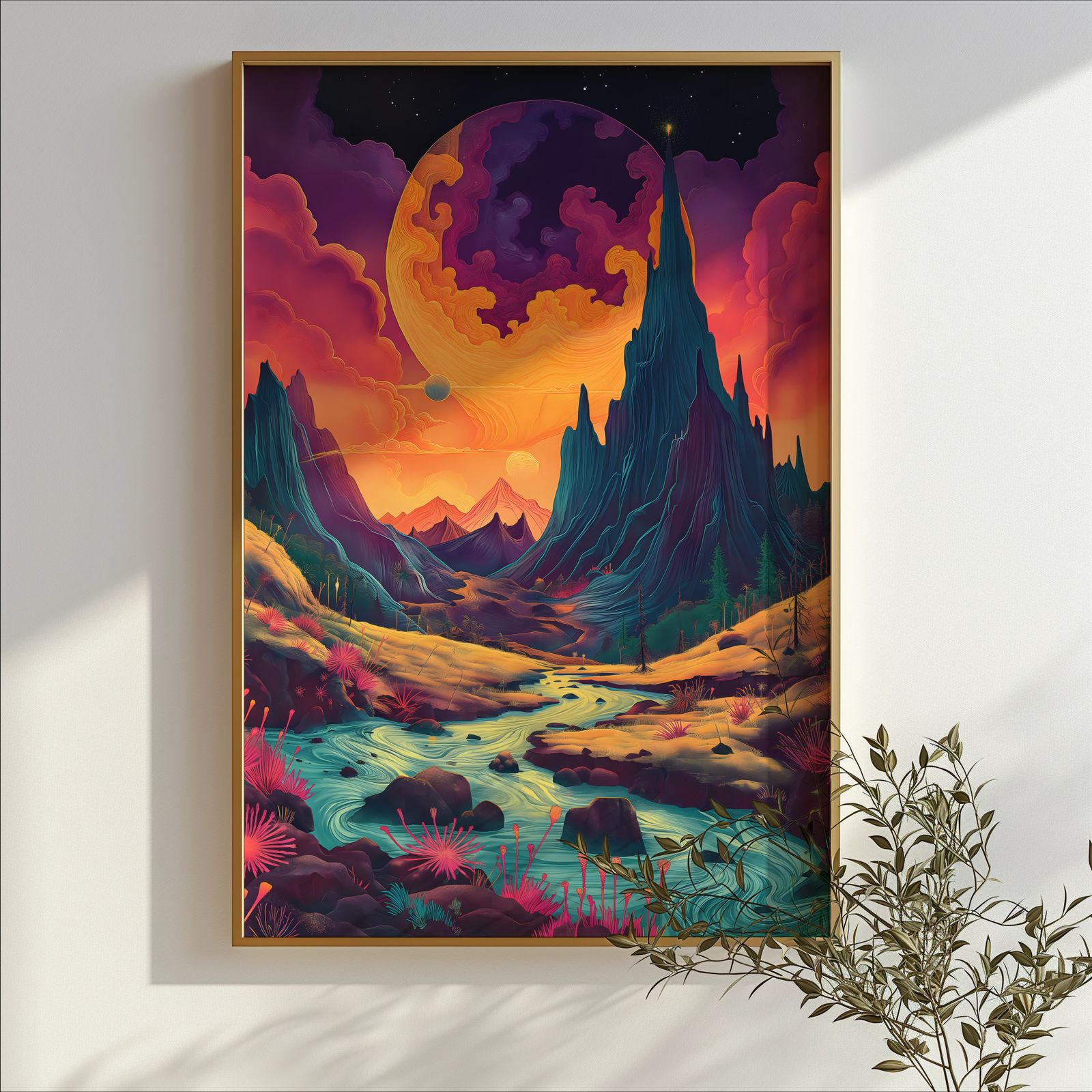 Under the Swirling Moon shown in a room — branch mockup
