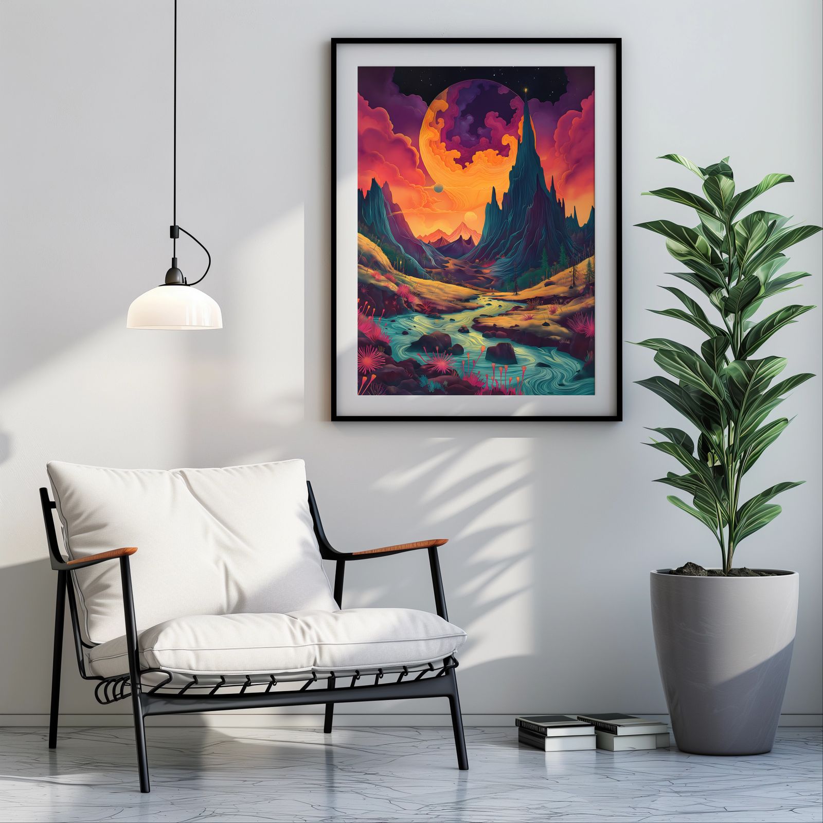 Under the Swirling Moon shown in a room — room mockup