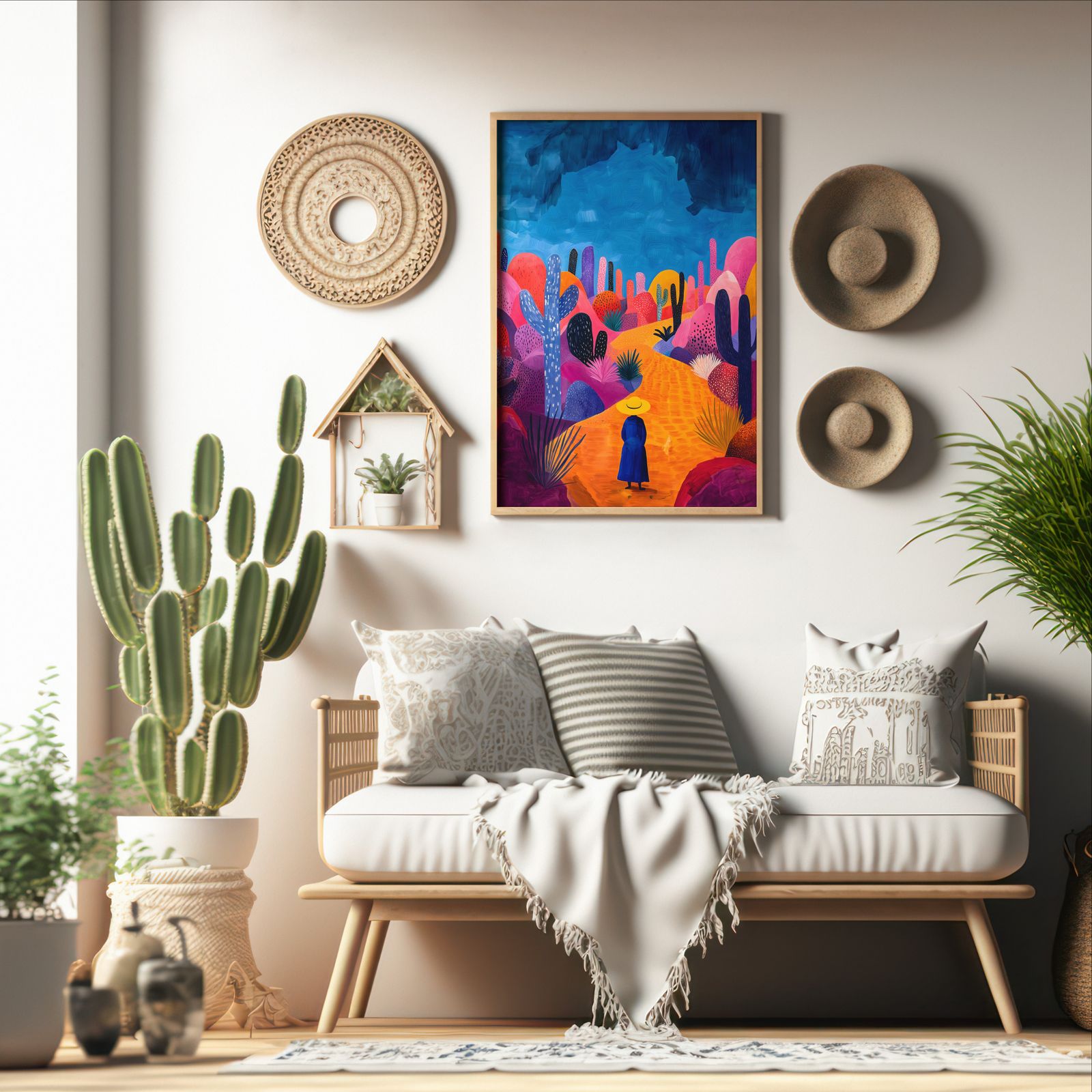 The Long Road Ahead shown in a room — boho mockup