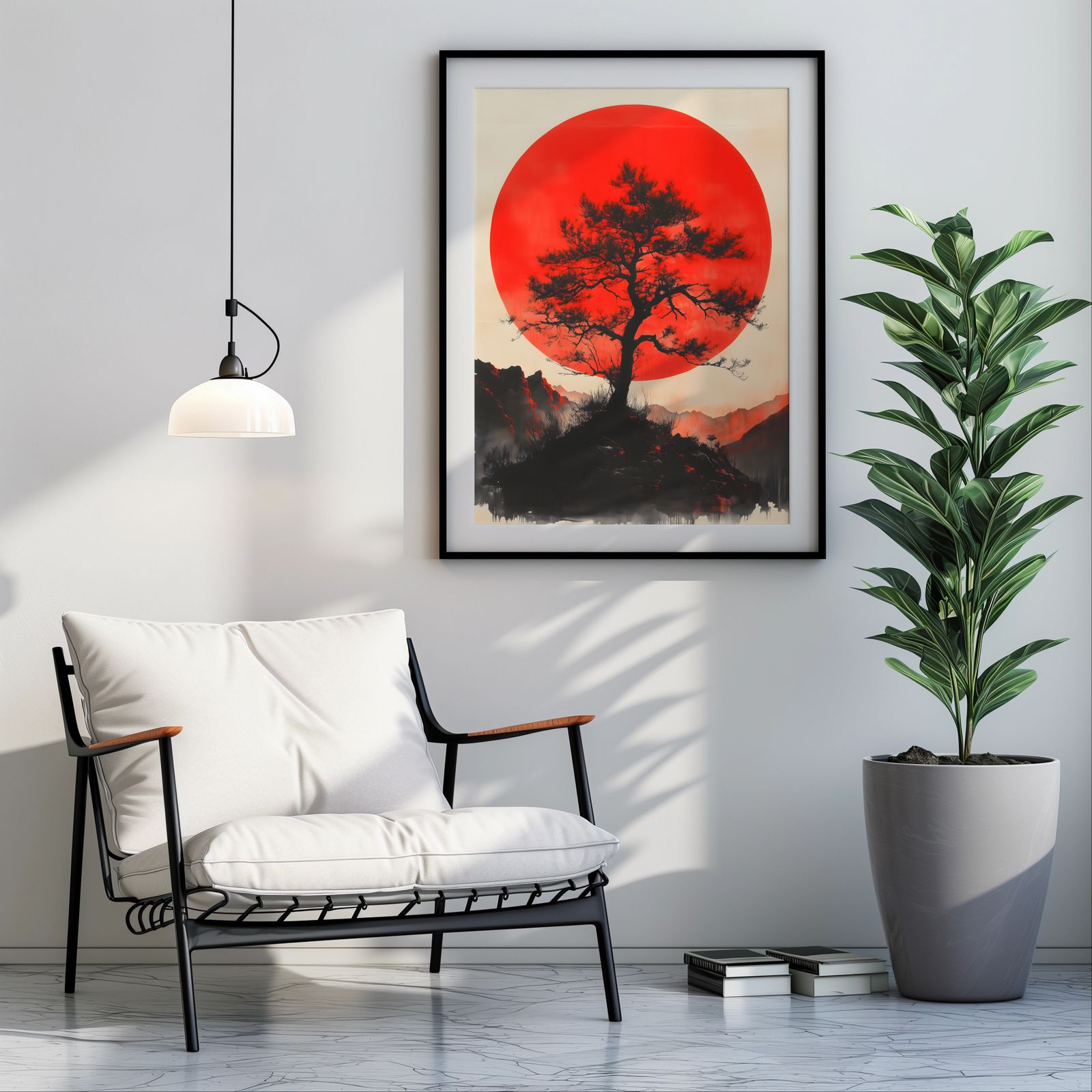 The Pine and the Red Sun shown in a room — room mockup