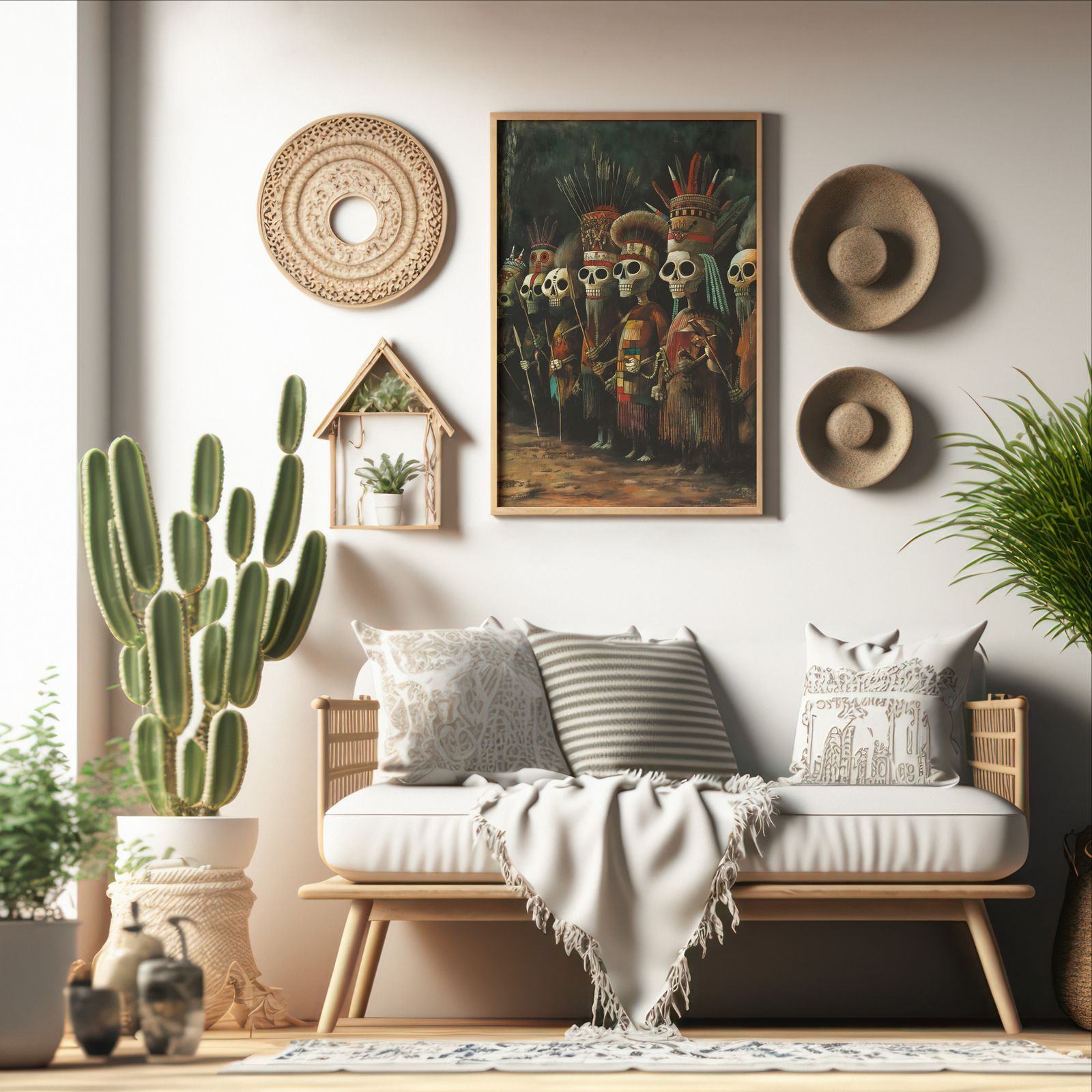 La Santa Compaña shown in a room — boho mockup