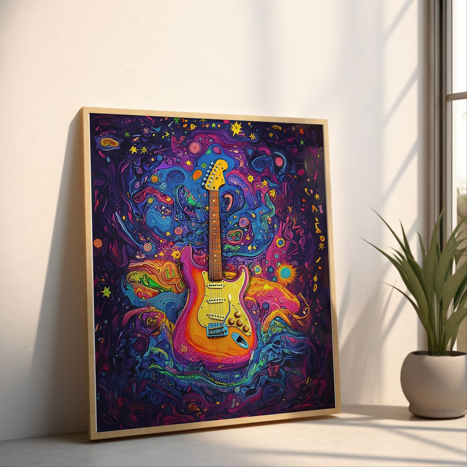 Guitar Nocturne shown in a room — angled mockup