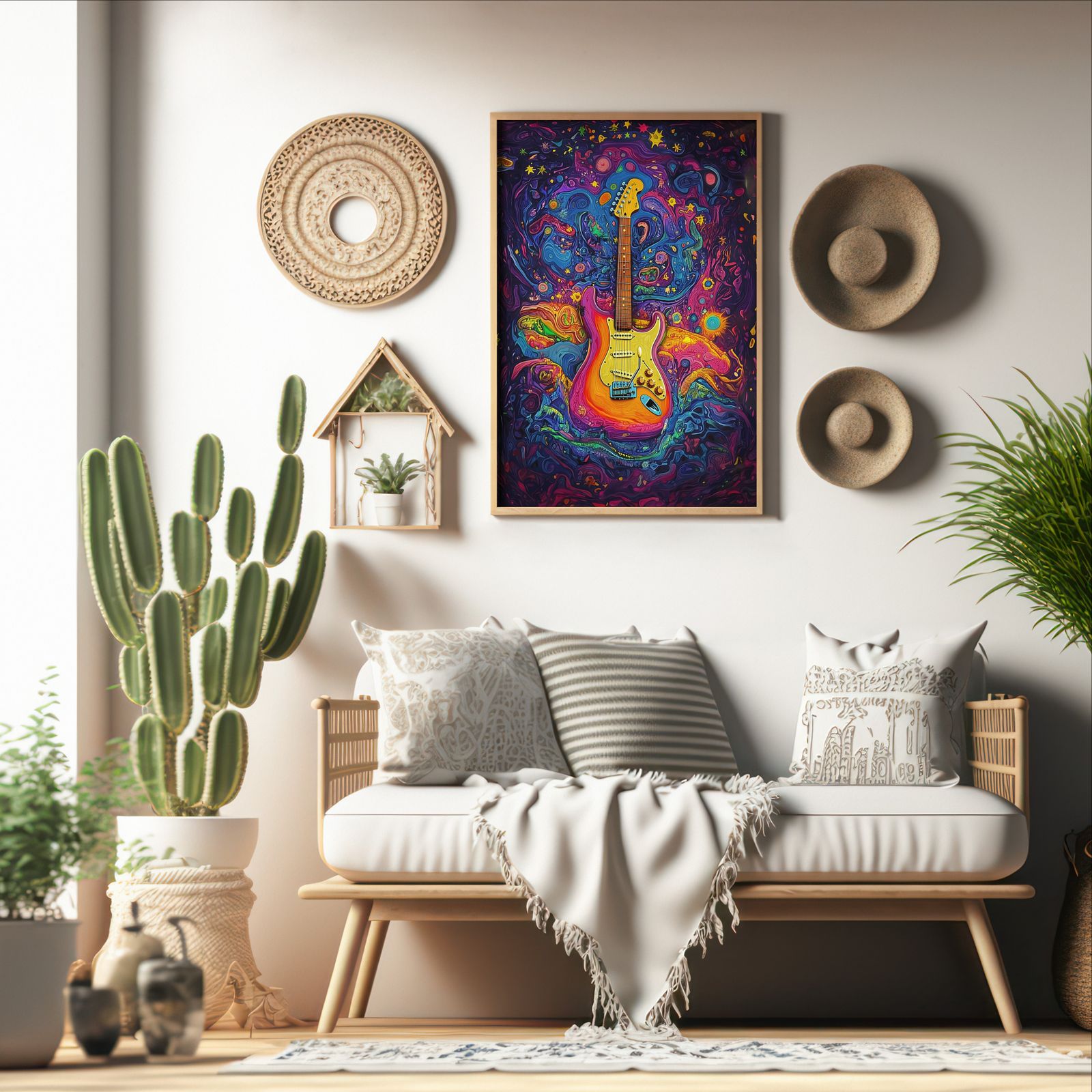 Guitar Nocturne shown in a room — boho mockup