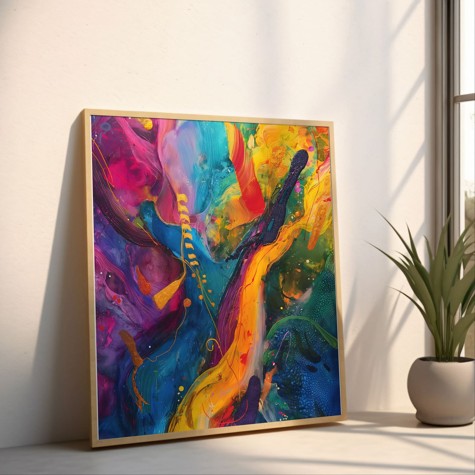 Synesthesia shown in a room — angled mockup