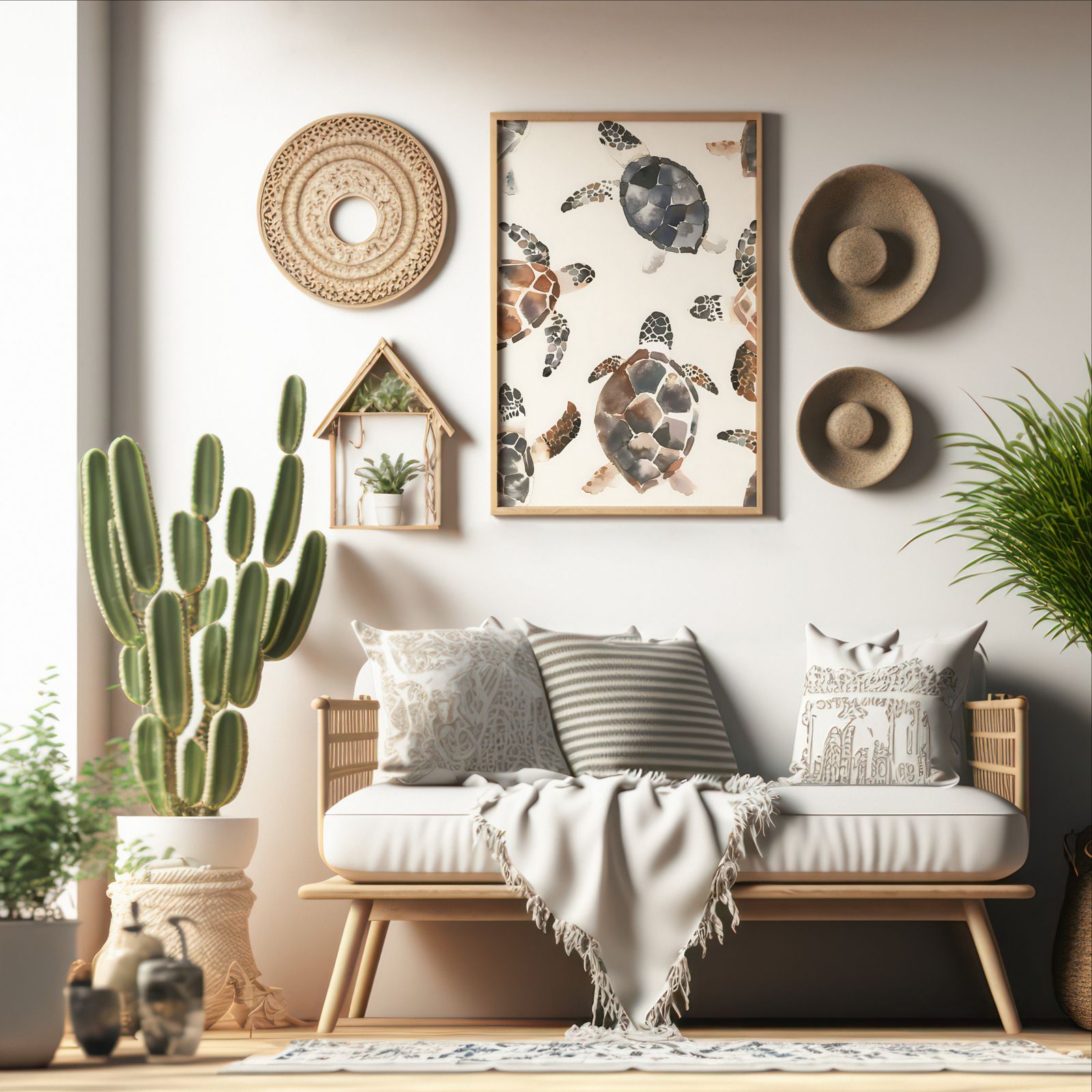 Turtle Mosaic shown in a room — boho mockup