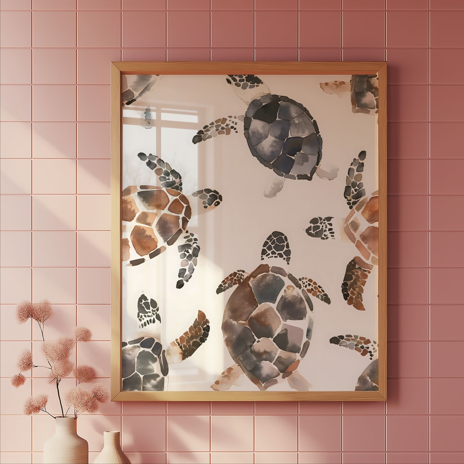 Turtle Mosaic shown in a room — tile mockup