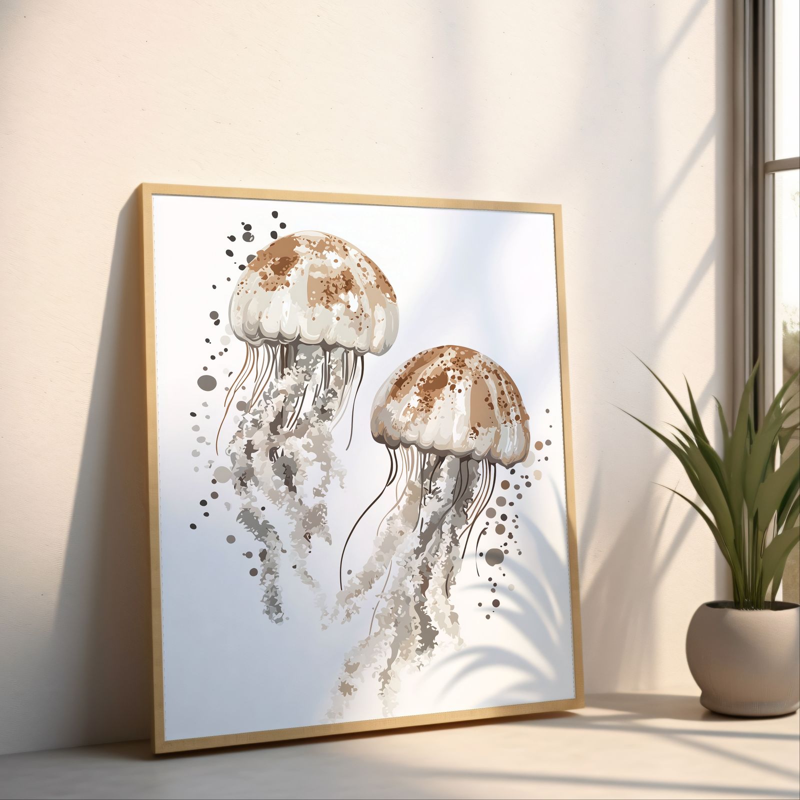 Twin Jellyfish shown in a room — angled mockup