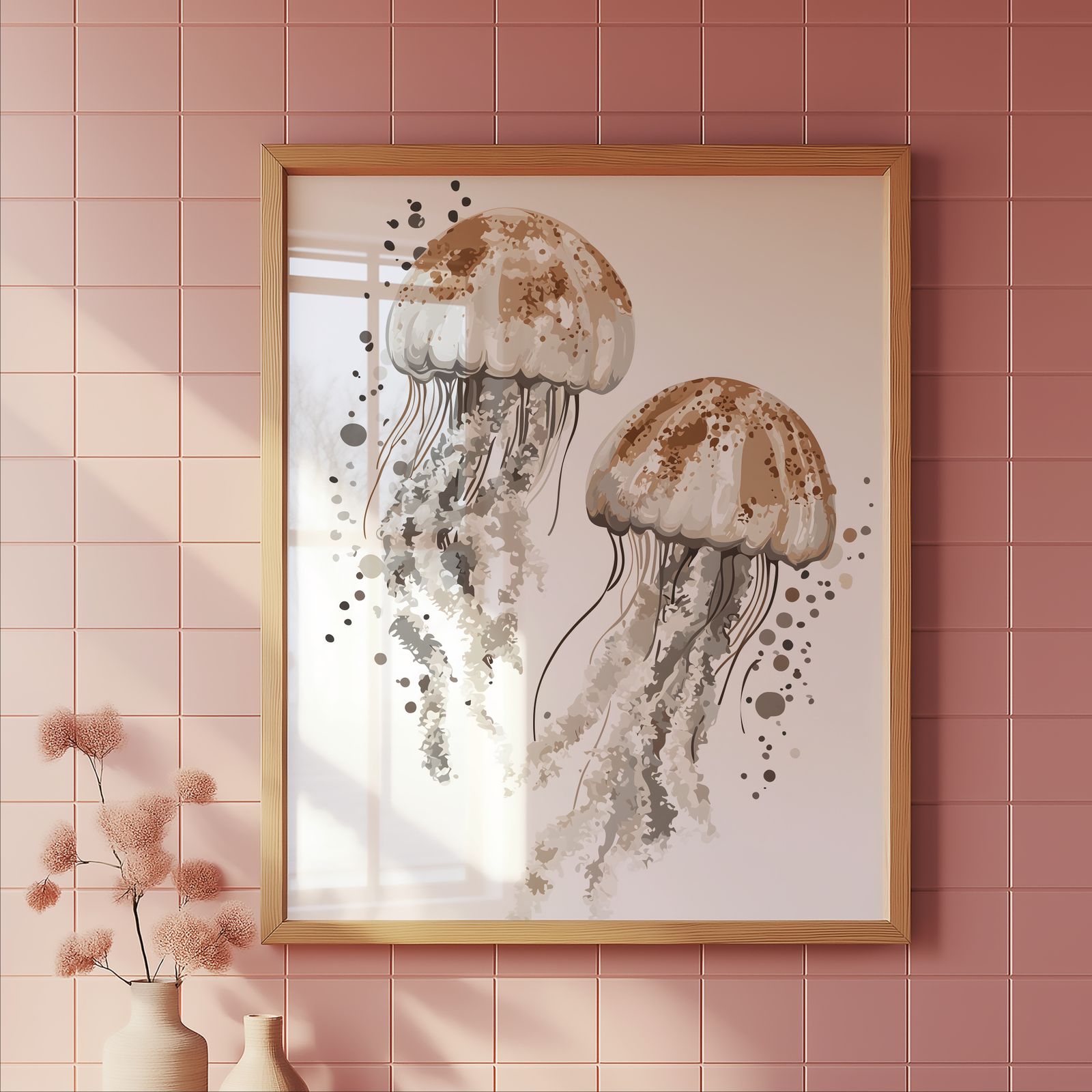 Twin Jellyfish shown in a room — tile mockup