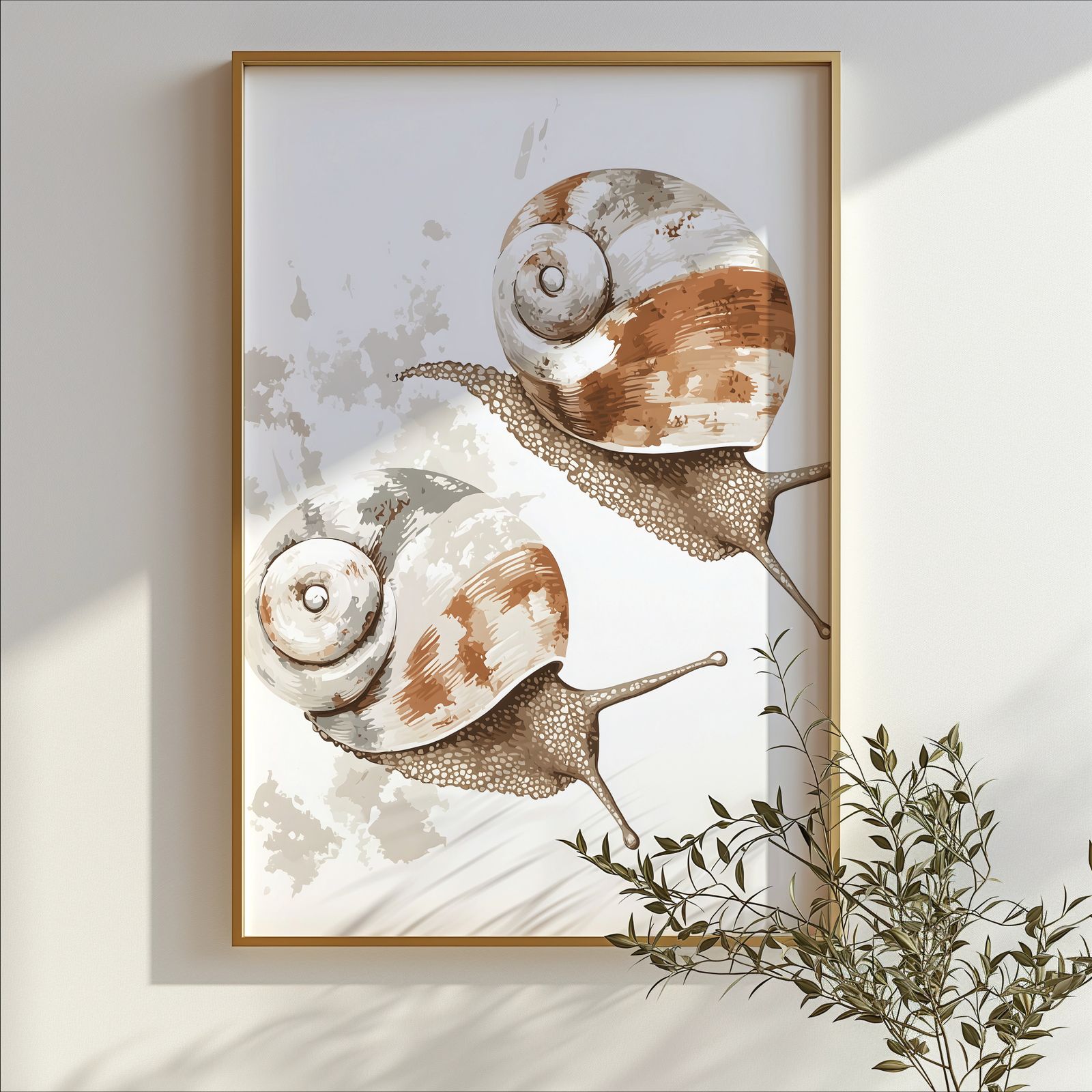 Twin Snails shown in a room — branch mockup