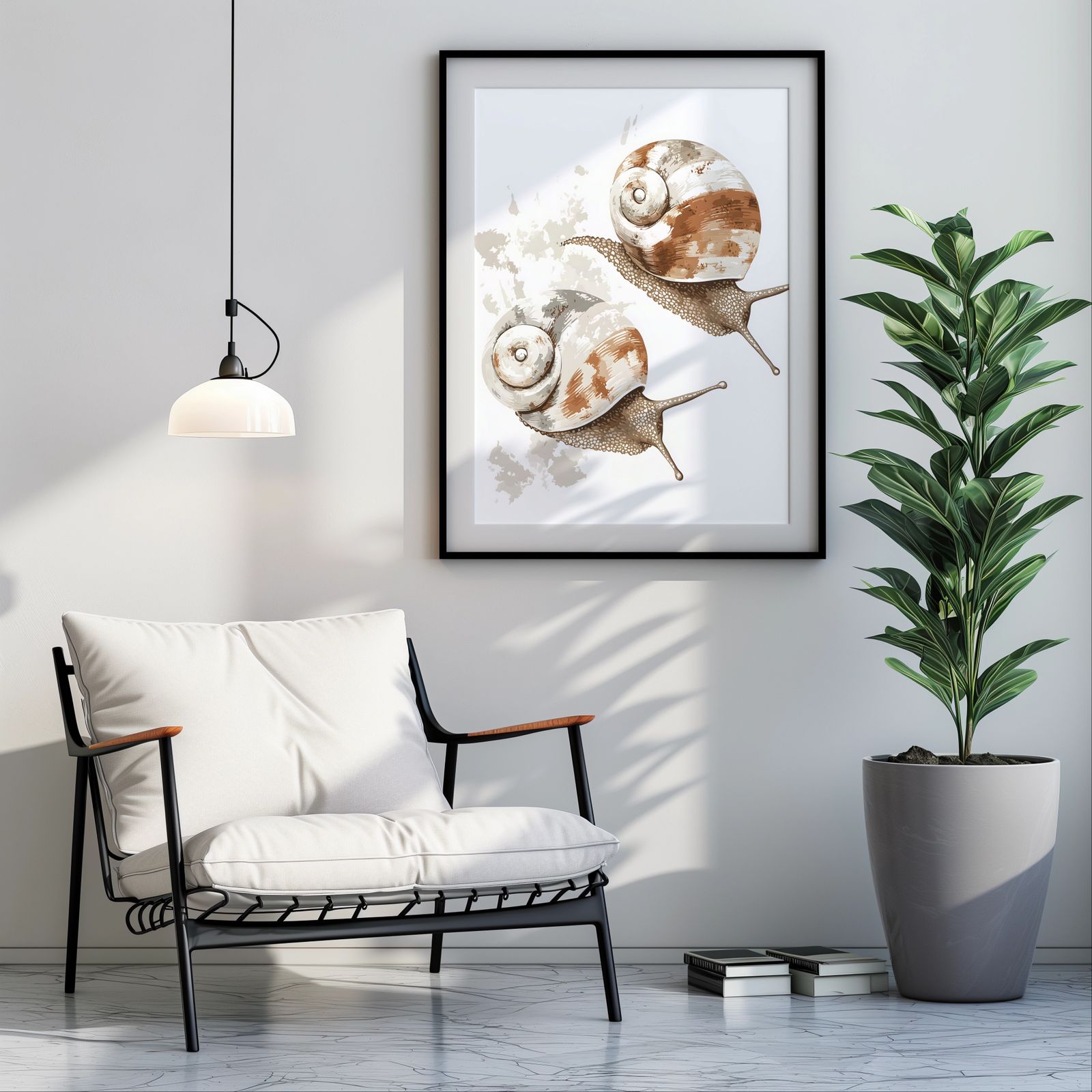 Twin Snails shown in a room — room mockup
