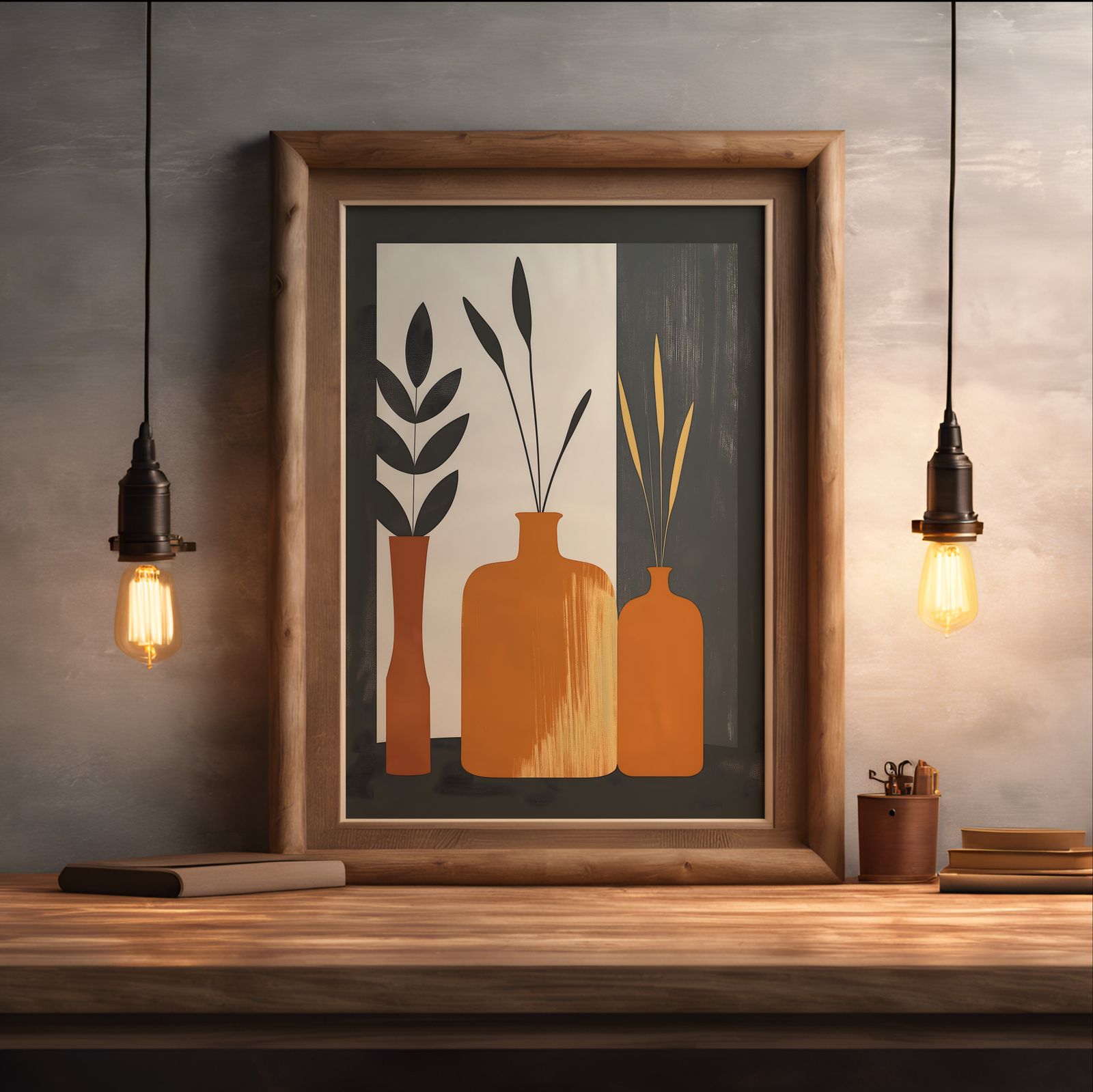 Three Vessels shown in a room — desk mockup