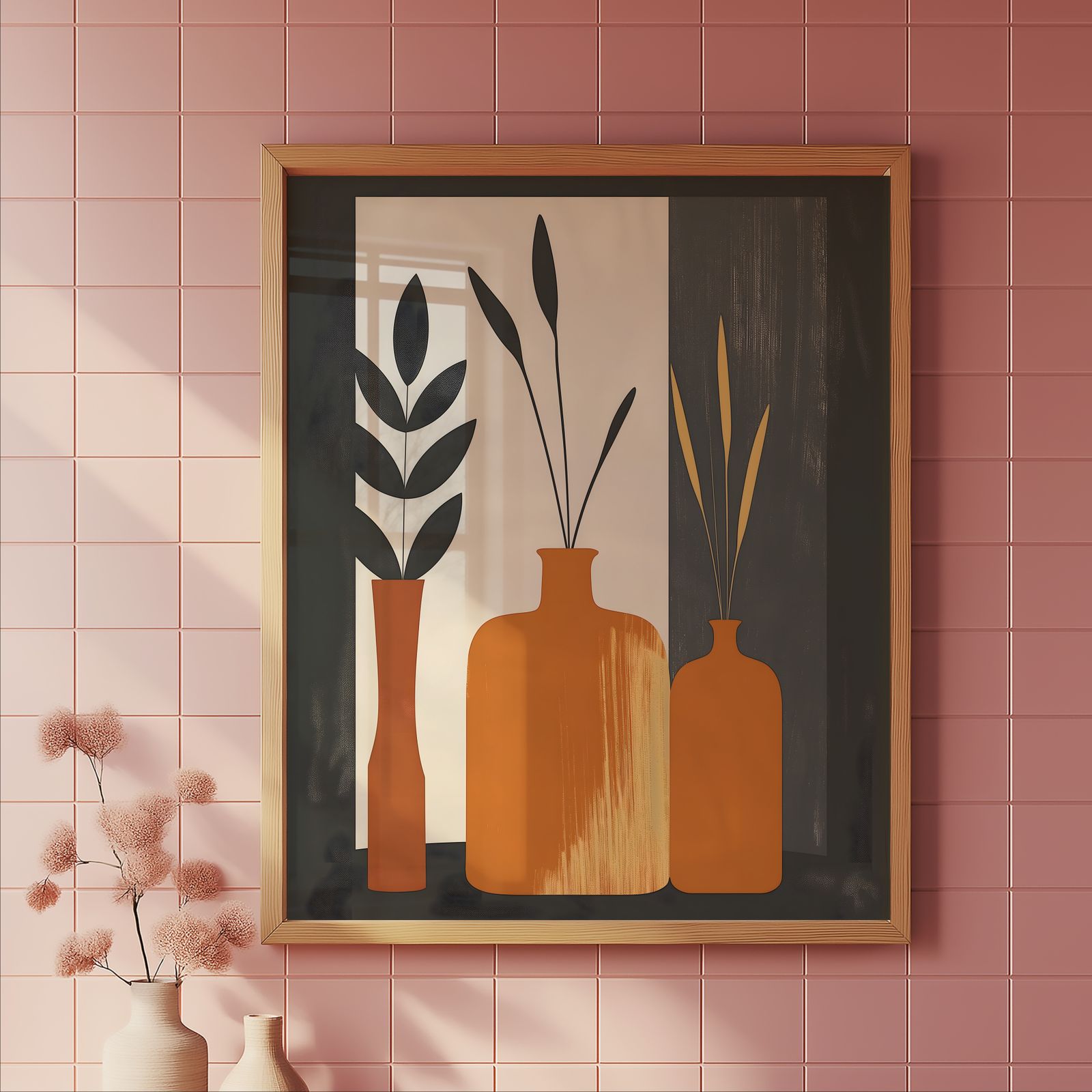Three Vessels shown in a room — tile mockup
