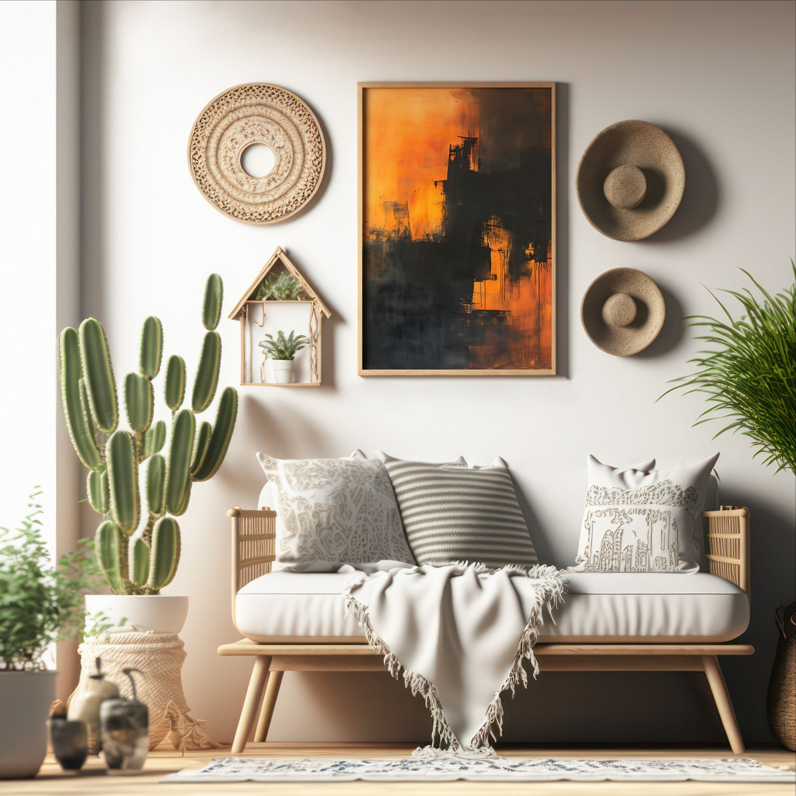 View from the Pier shown in a room — boho mockup