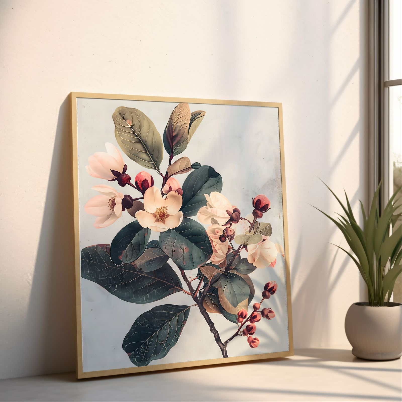 Vintage Cherry Blossom shown in a room — angled mockup