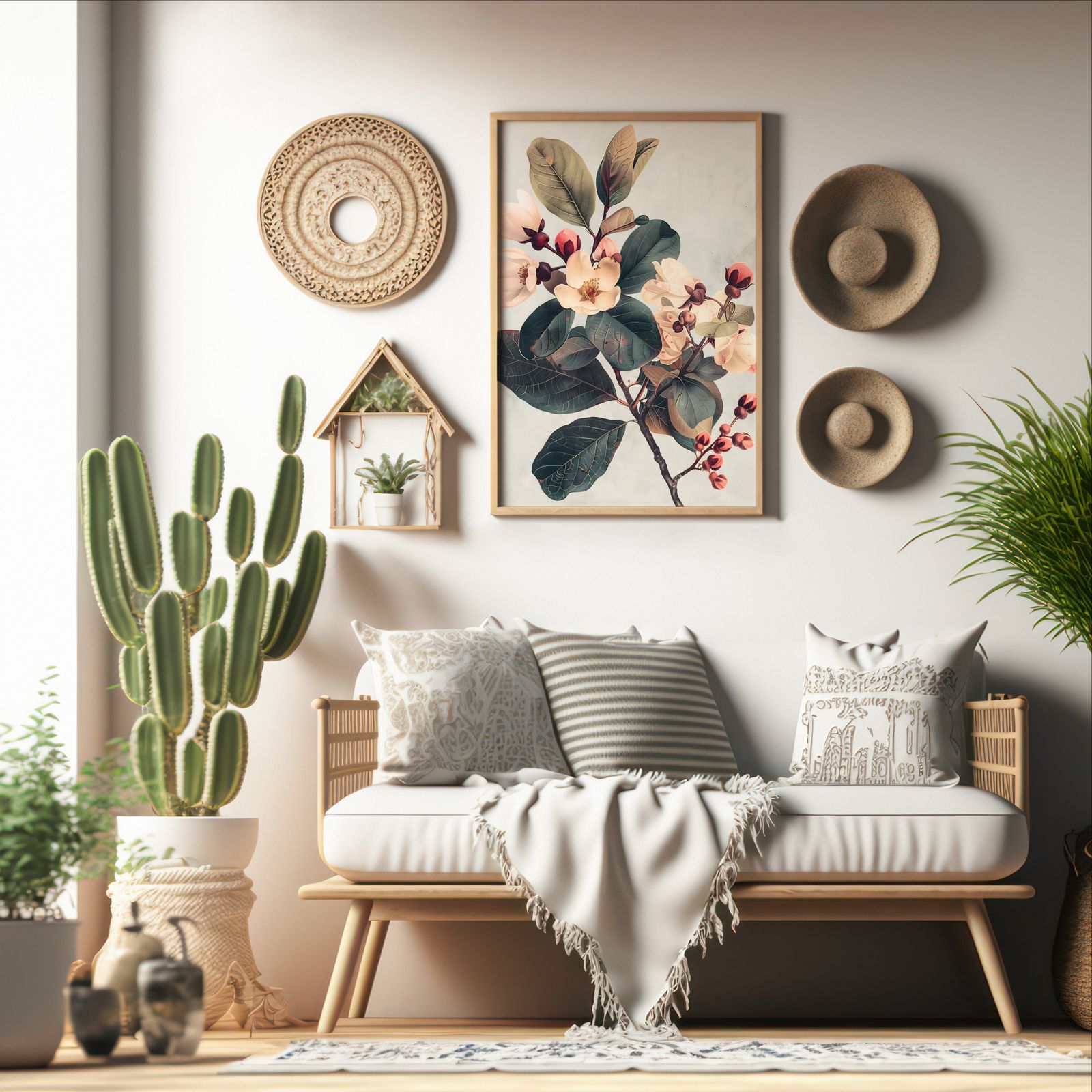 Vintage Cherry Blossom shown in a room — boho mockup