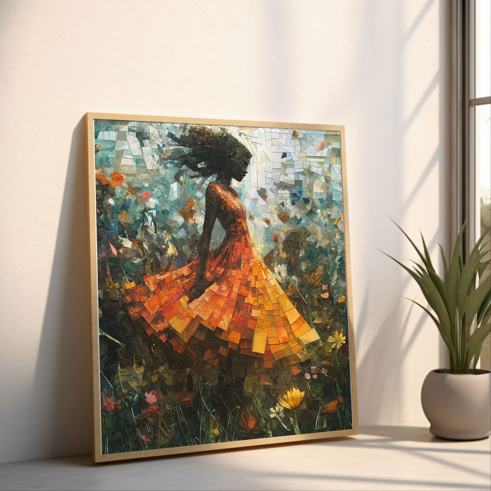 Walk Among the Flowers shown in a room — angled mockup