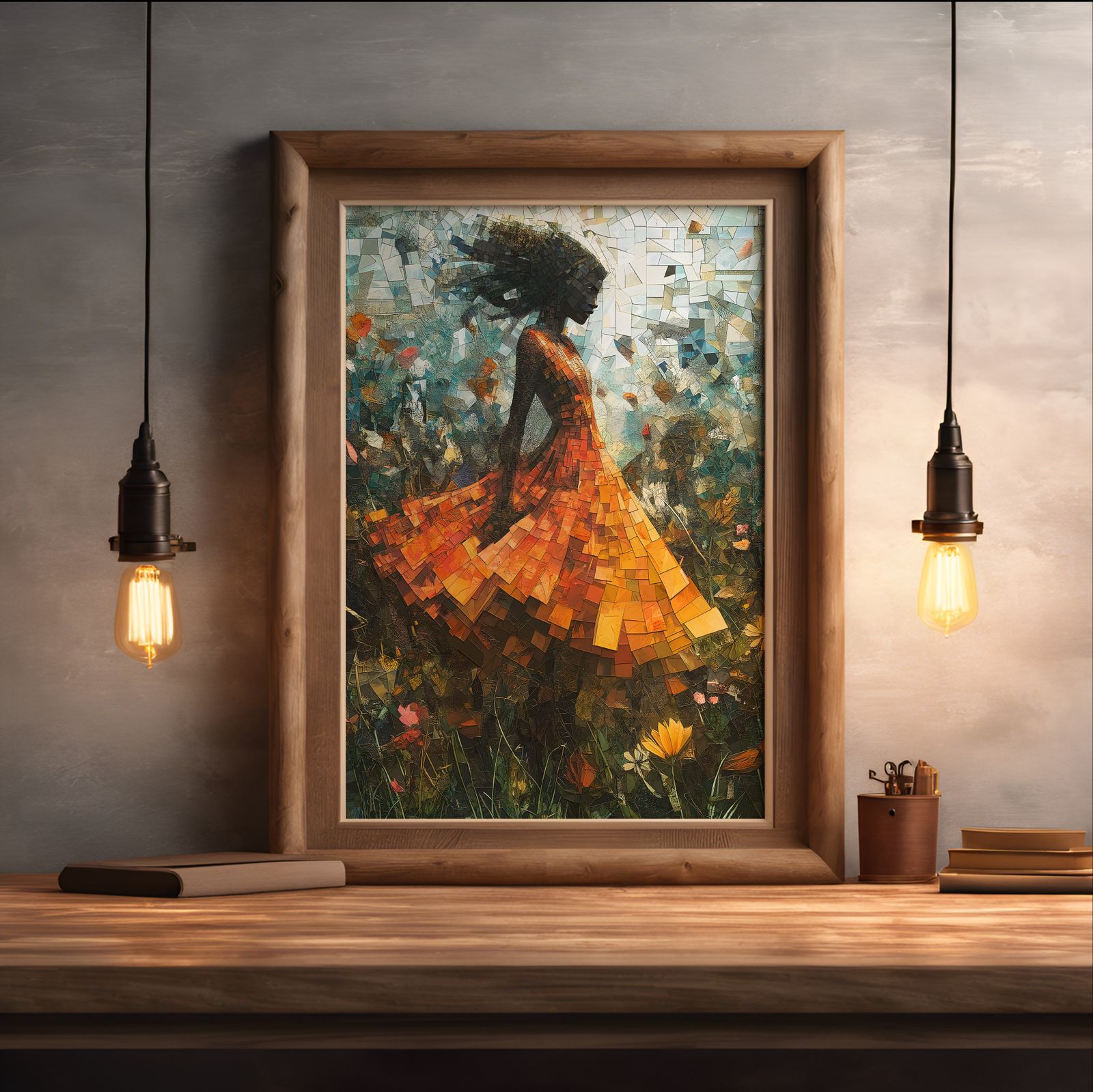 Walk Among the Flowers shown in a room — desk mockup