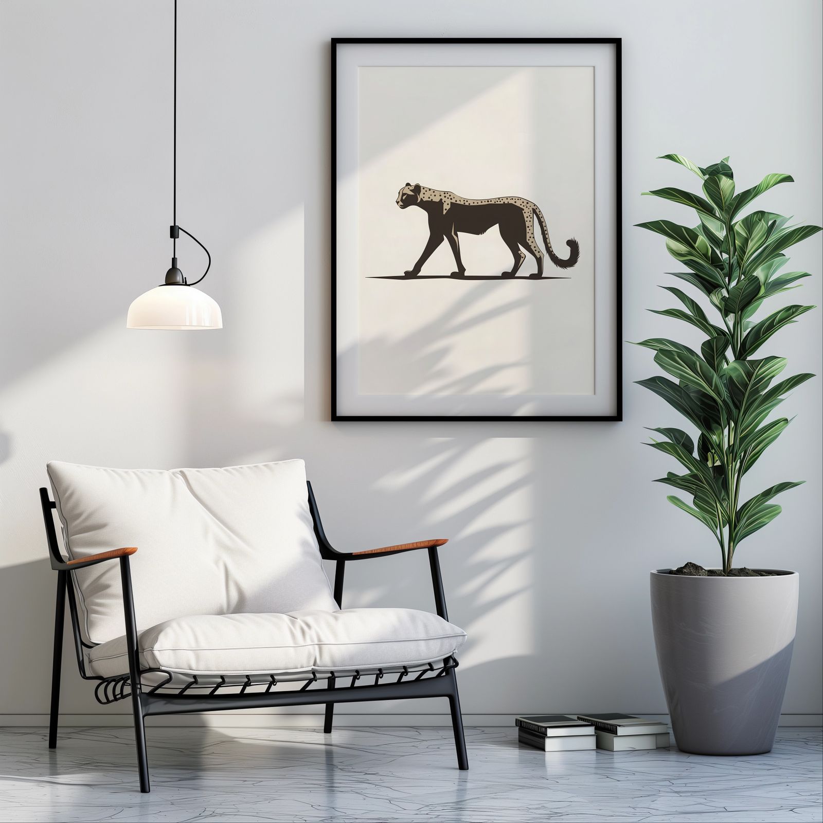 Minimalist Cheetah shown in a room — room mockup