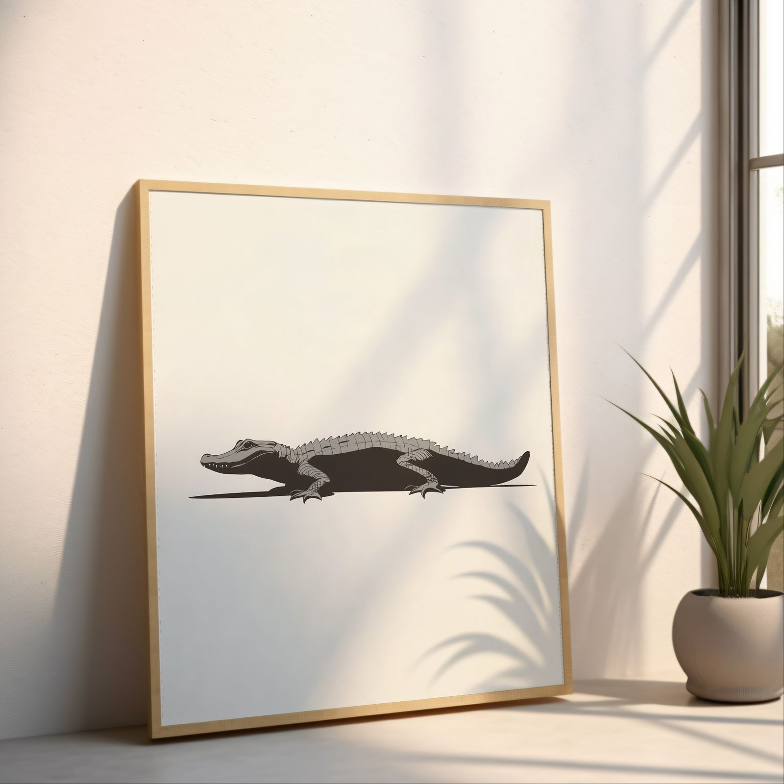 Minimalist Crocodile shown in a room — angled mockup