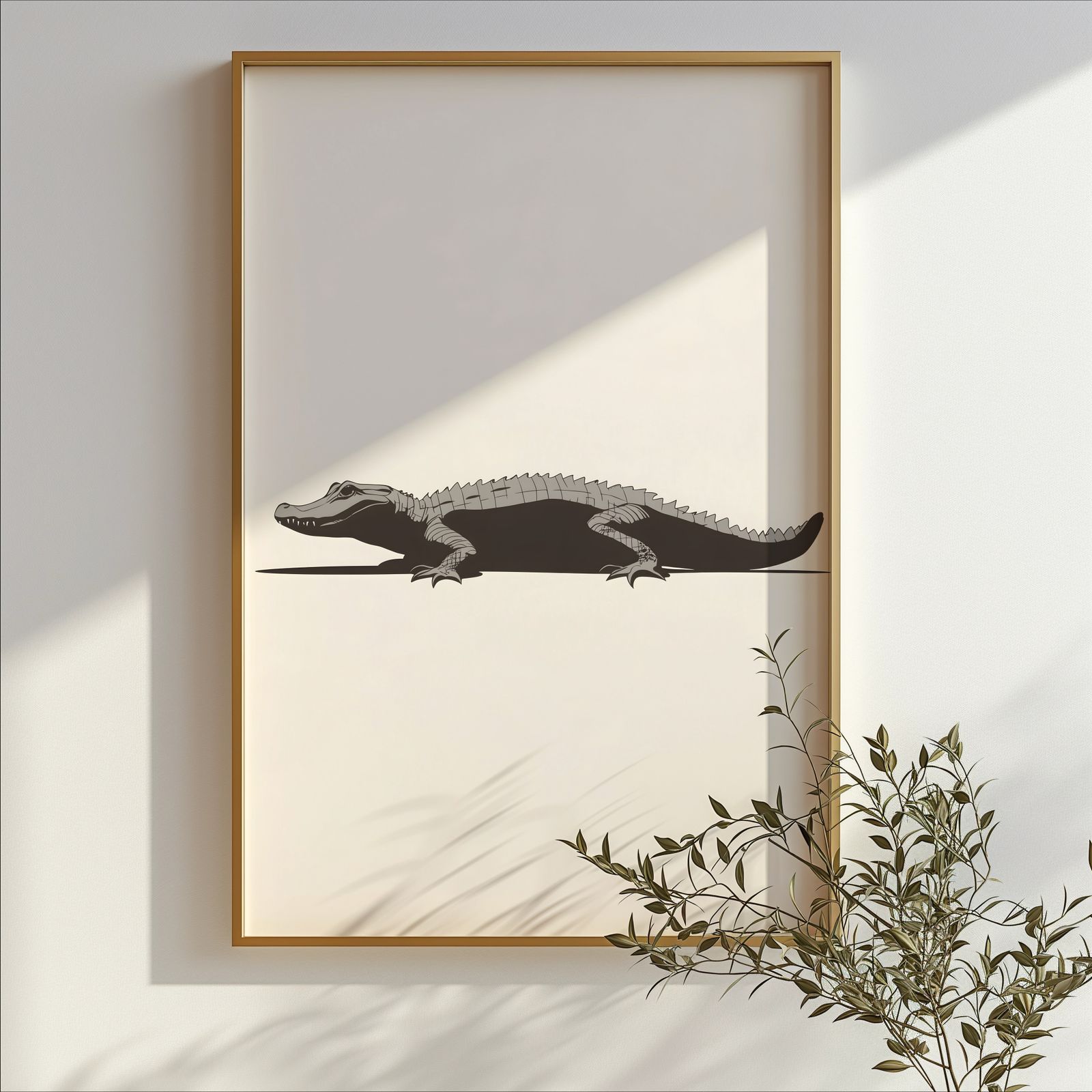 Minimalist Crocodile shown in a room — branch mockup