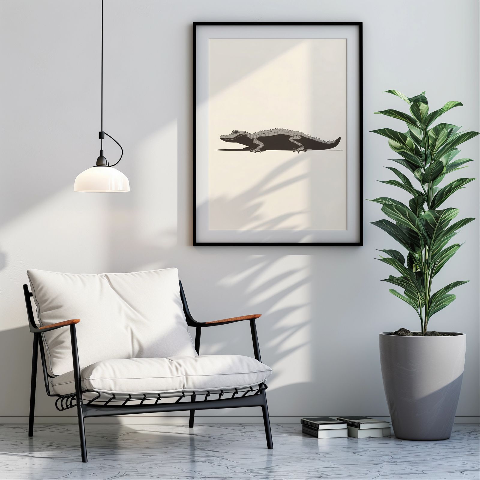 Minimalist Crocodile shown in a room — room mockup