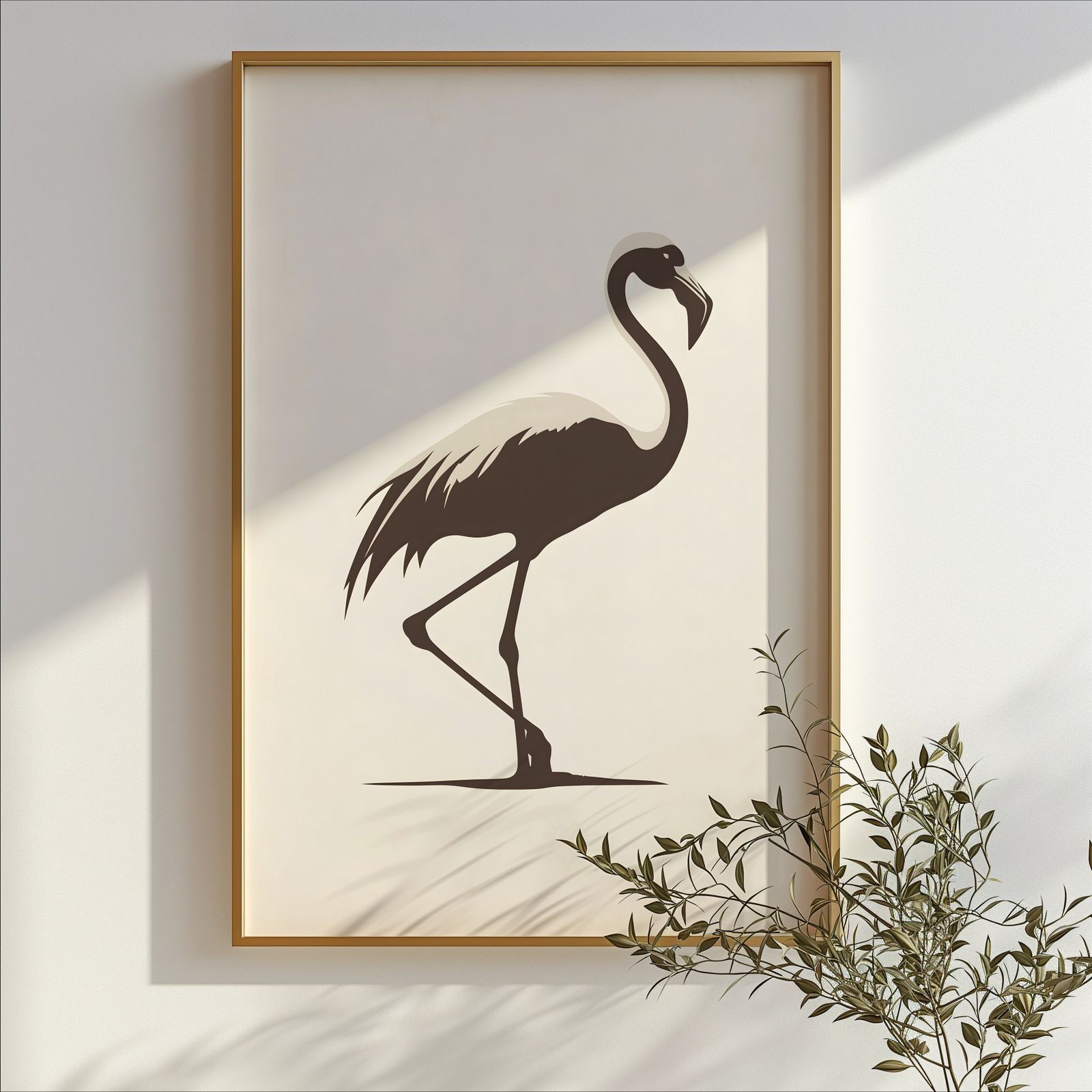 Minimalist Flamingo shown in a room — branch mockup