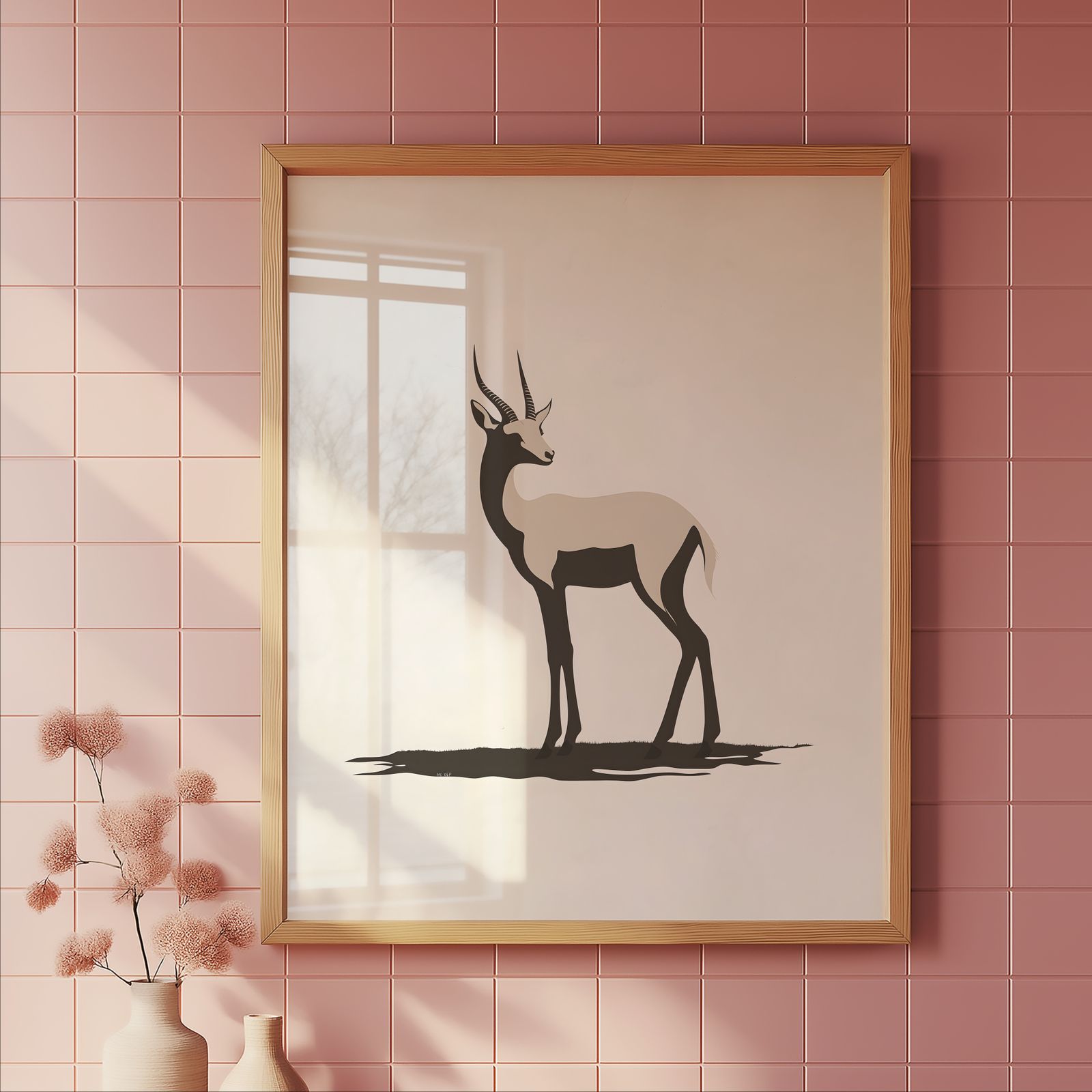 Minimalist Gazelle shown in a room — tile mockup