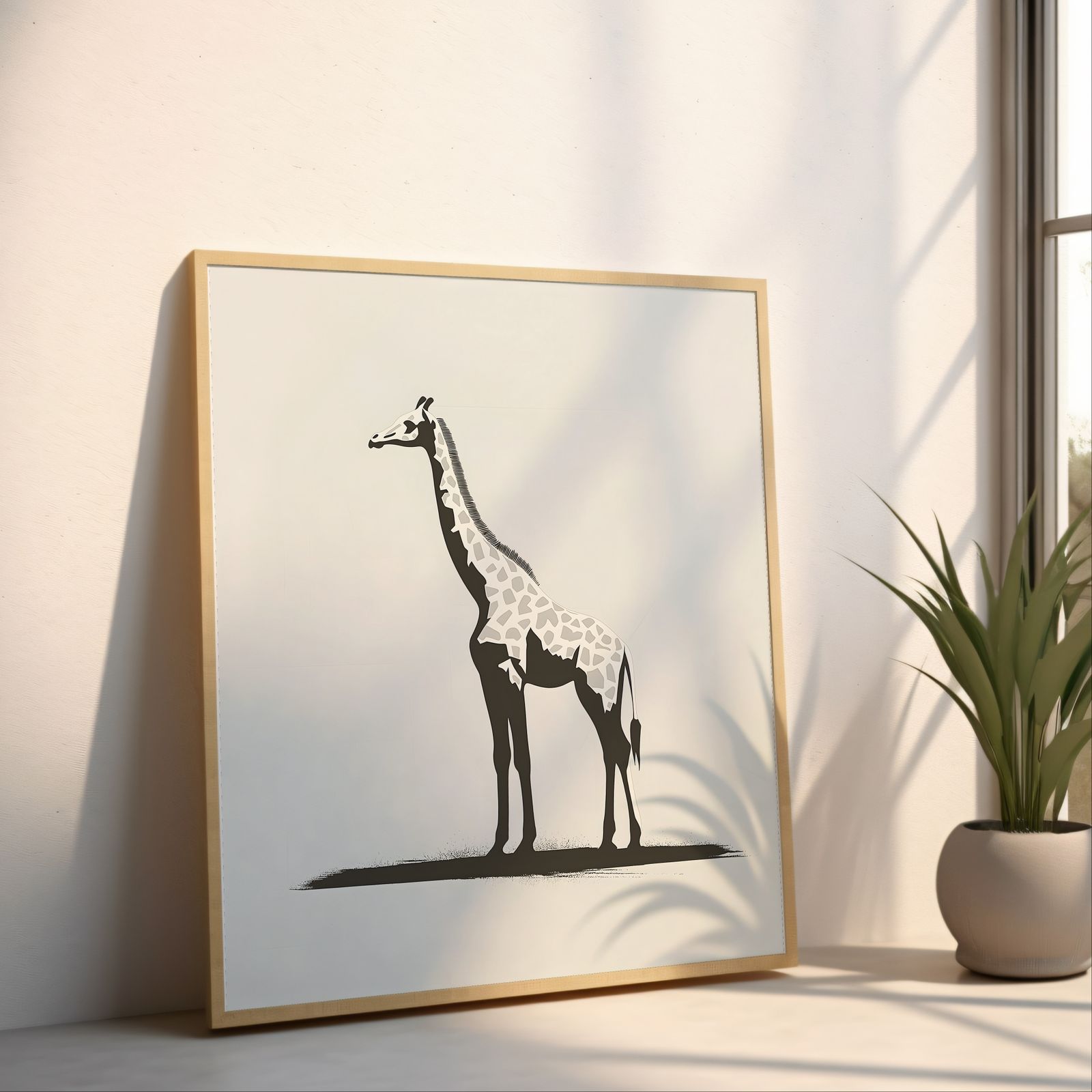Minimalist Giraffe shown in a room — angled mockup
