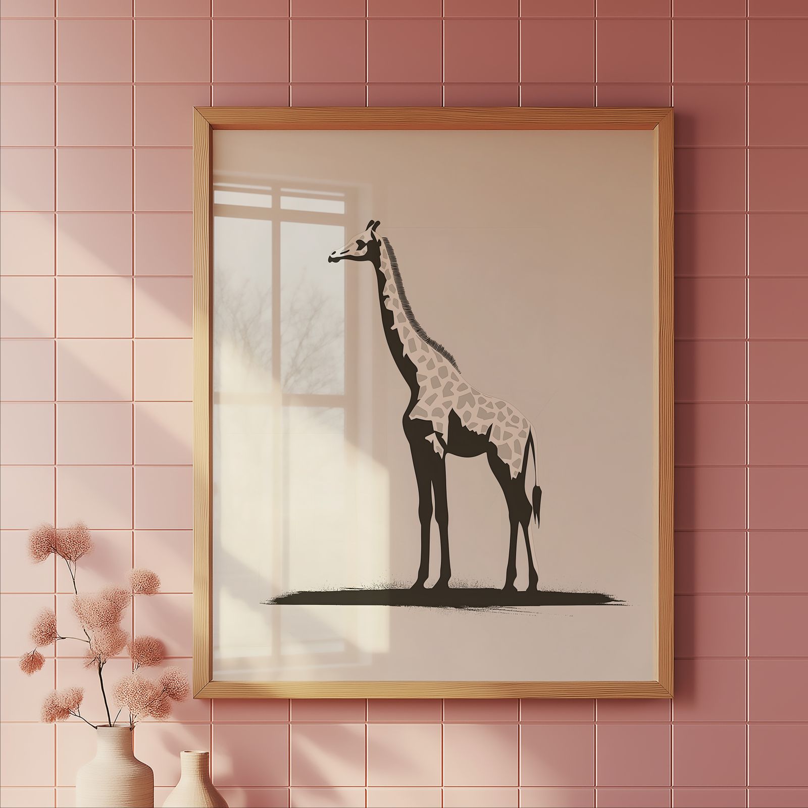 Minimalist Giraffe shown in a room — tile mockup